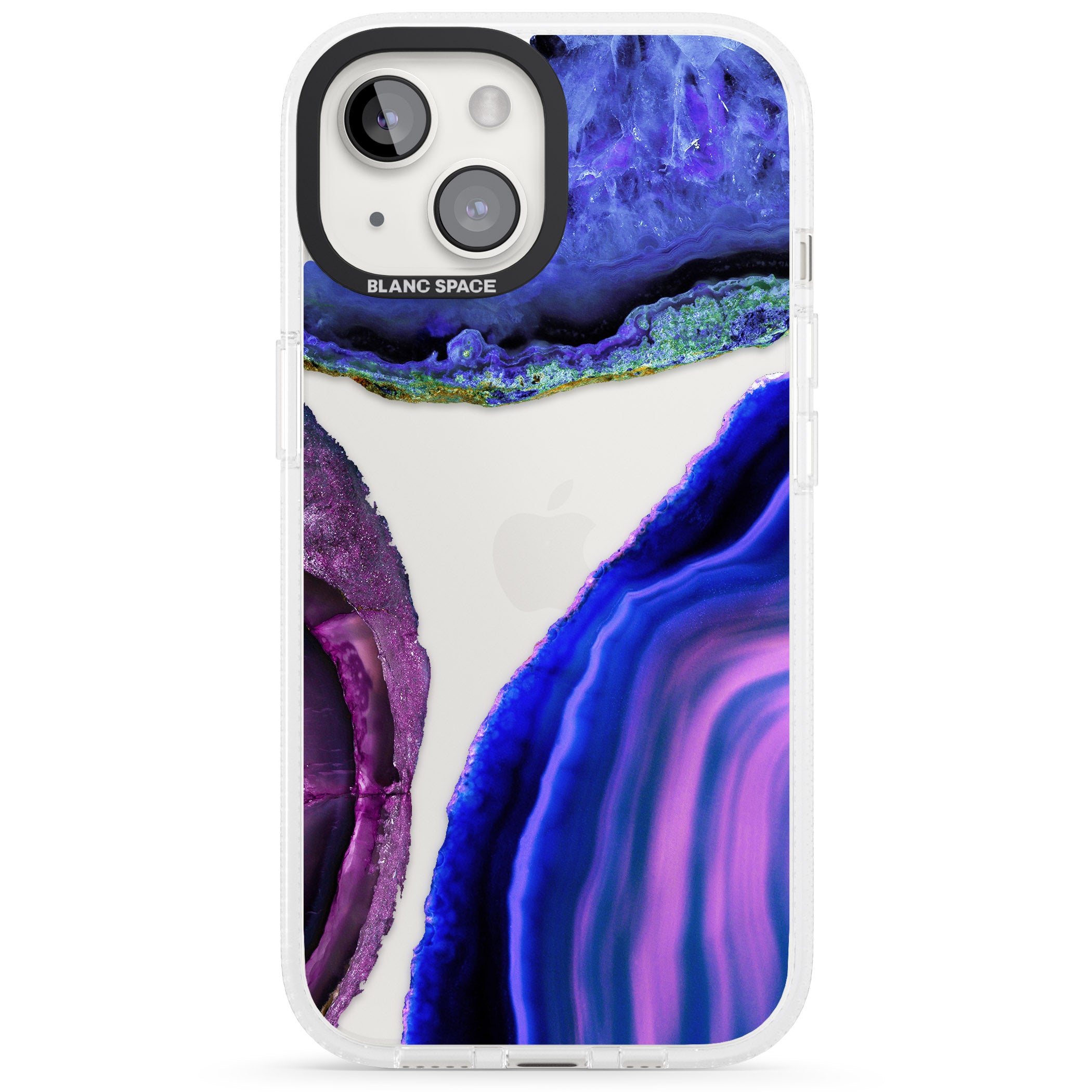 Purple & Blue Agate Gemstone Clear Design iPhone 15 / 14 / 13 Clear Case Impact Air - Blanc Space