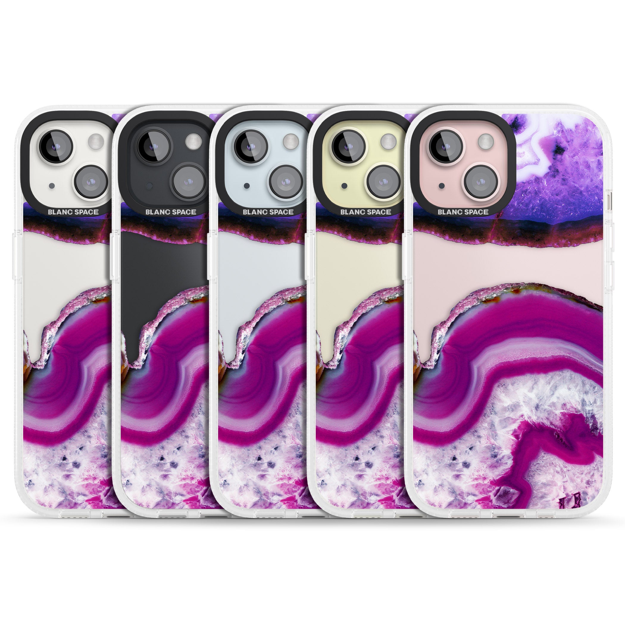 Purple & White Gemstone Crystal Clear Design iPhone 15 / 14 / 13 Clear Case Impact Air - Blanc Space