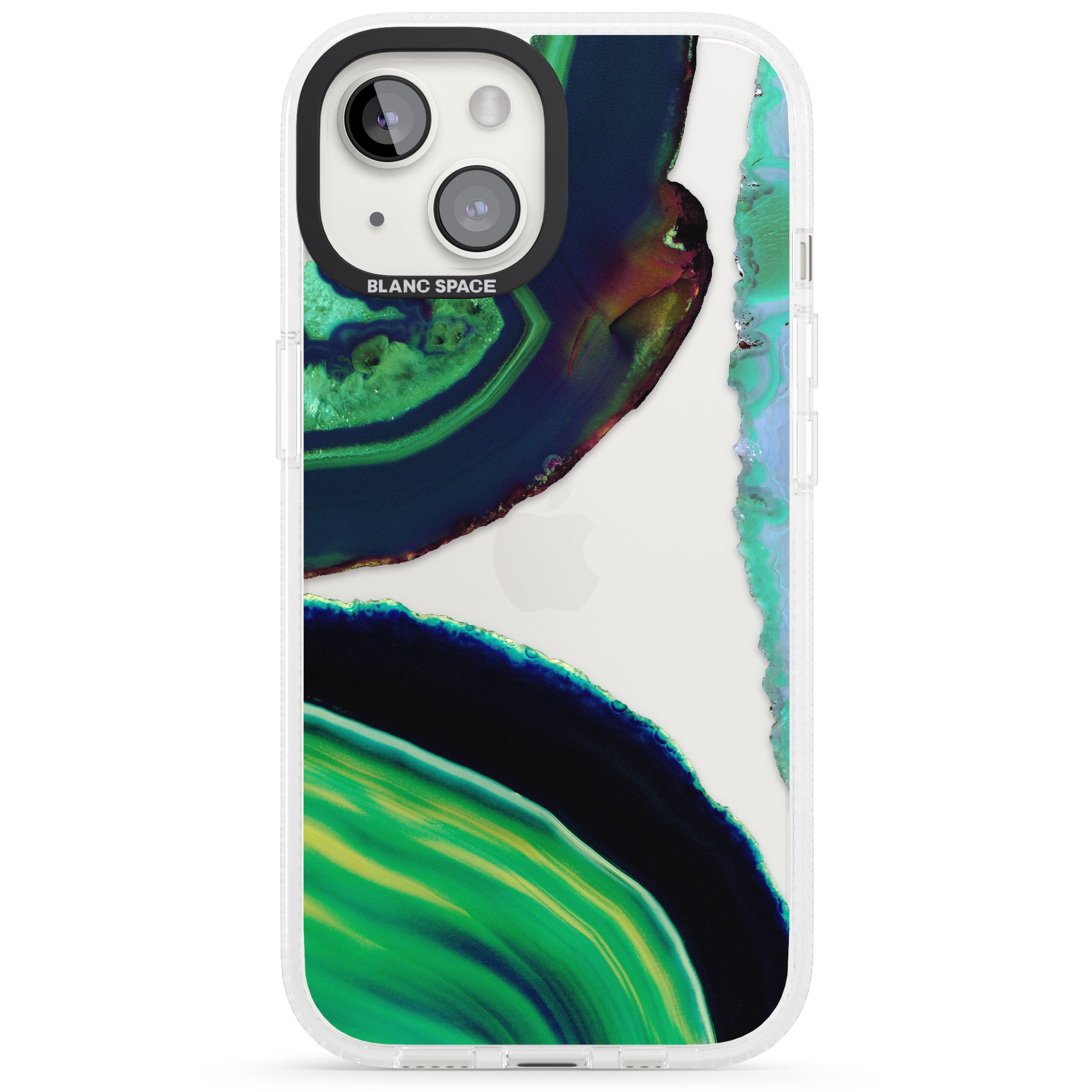 Green & Navy Gemstone Crystal Clear Design iPhone 15 / 14 / 13 Clear Case Impact Air - Blanc Space