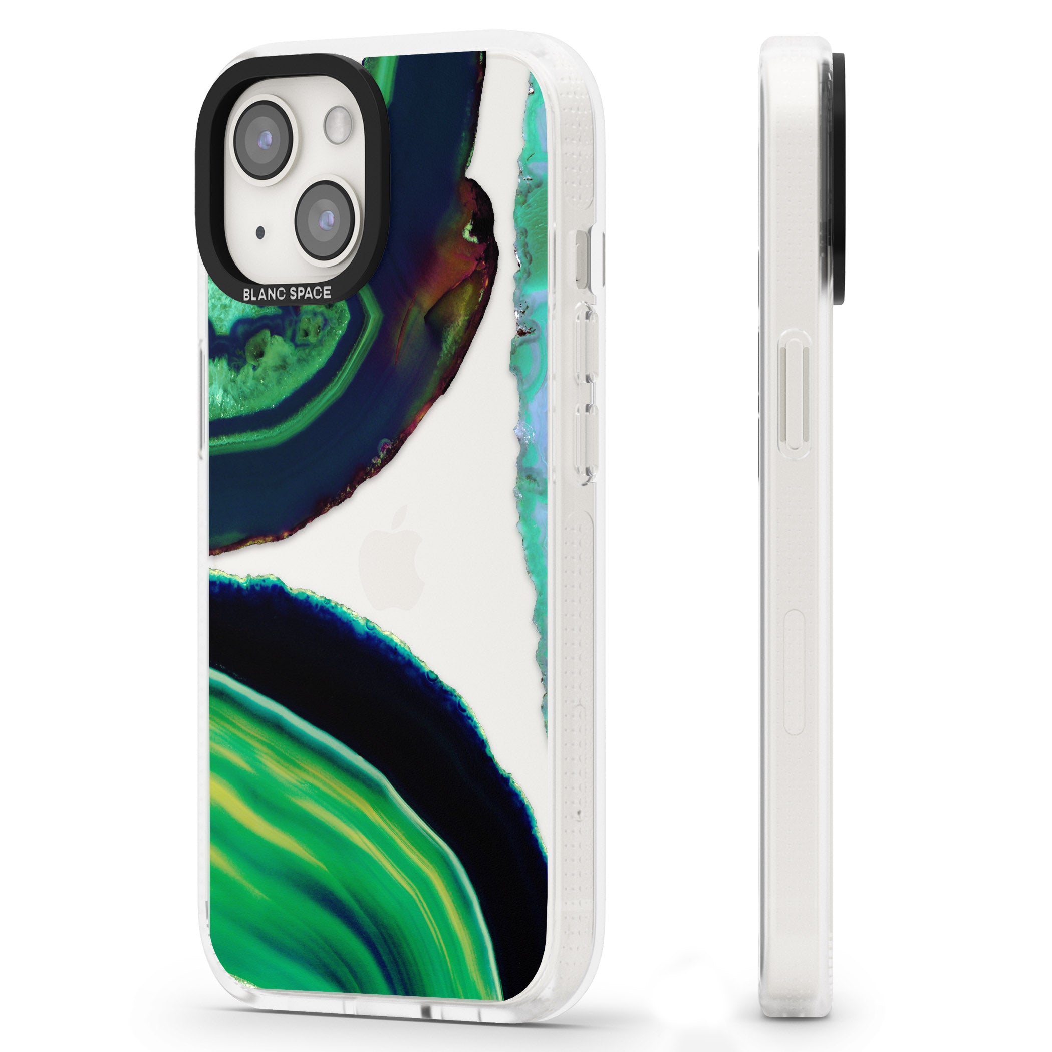 Green & Navy Gemstone Crystal Clear Design iPhone 15 / 14 / 13 Clear Case Impact Air - Blanc Space