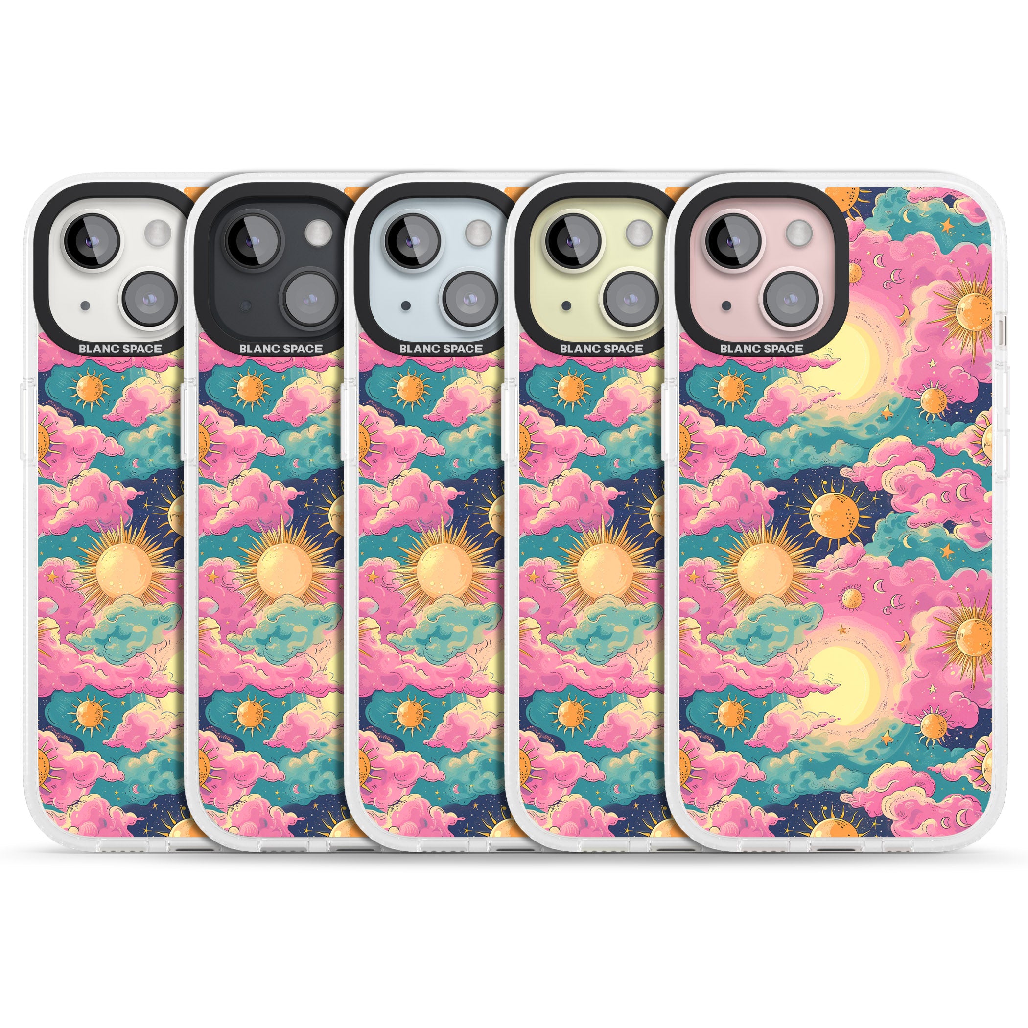 Starlight Clouds iPhone 15 / 14 / 13 Clear Case Impact Air - Blanc Space