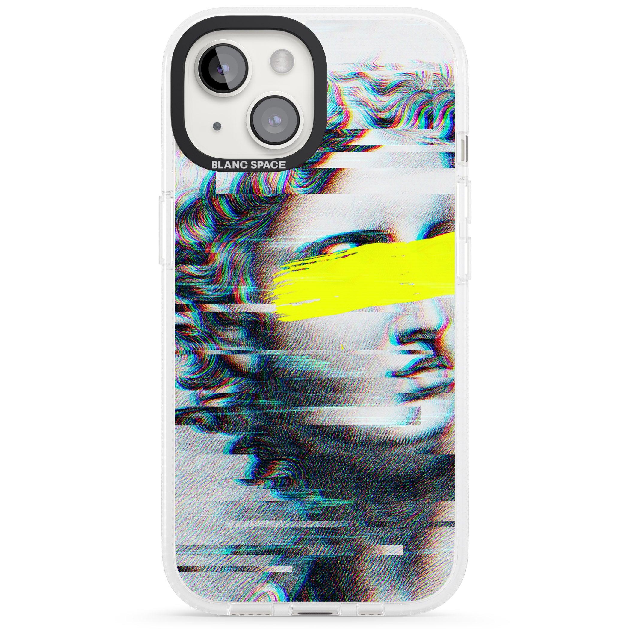 GLITCHED FRAGMENT iPhone 15 / 14 / 13 Clear Case Impact Air - Blanc Space