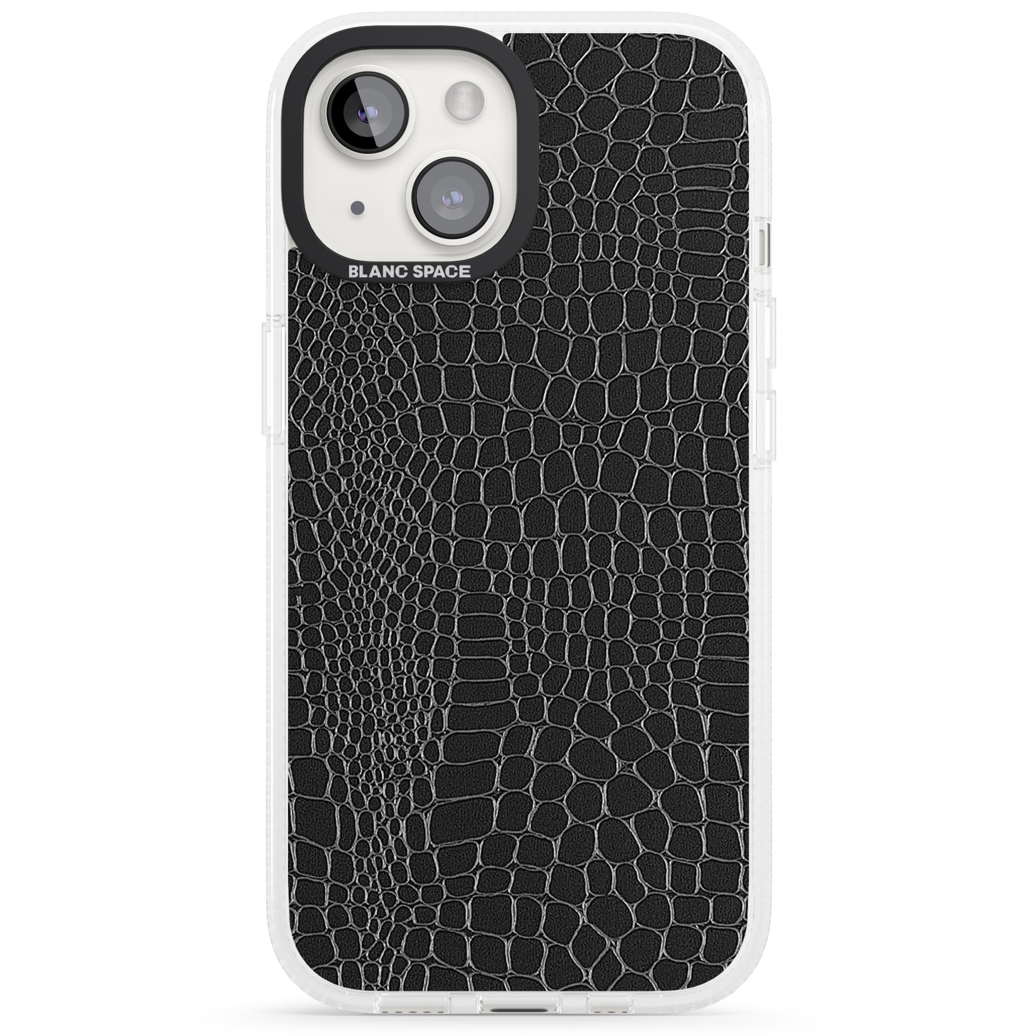 Black Snakeskin iPhone 15 / 14 / 13 Clear Case Impact Air - Blanc Space