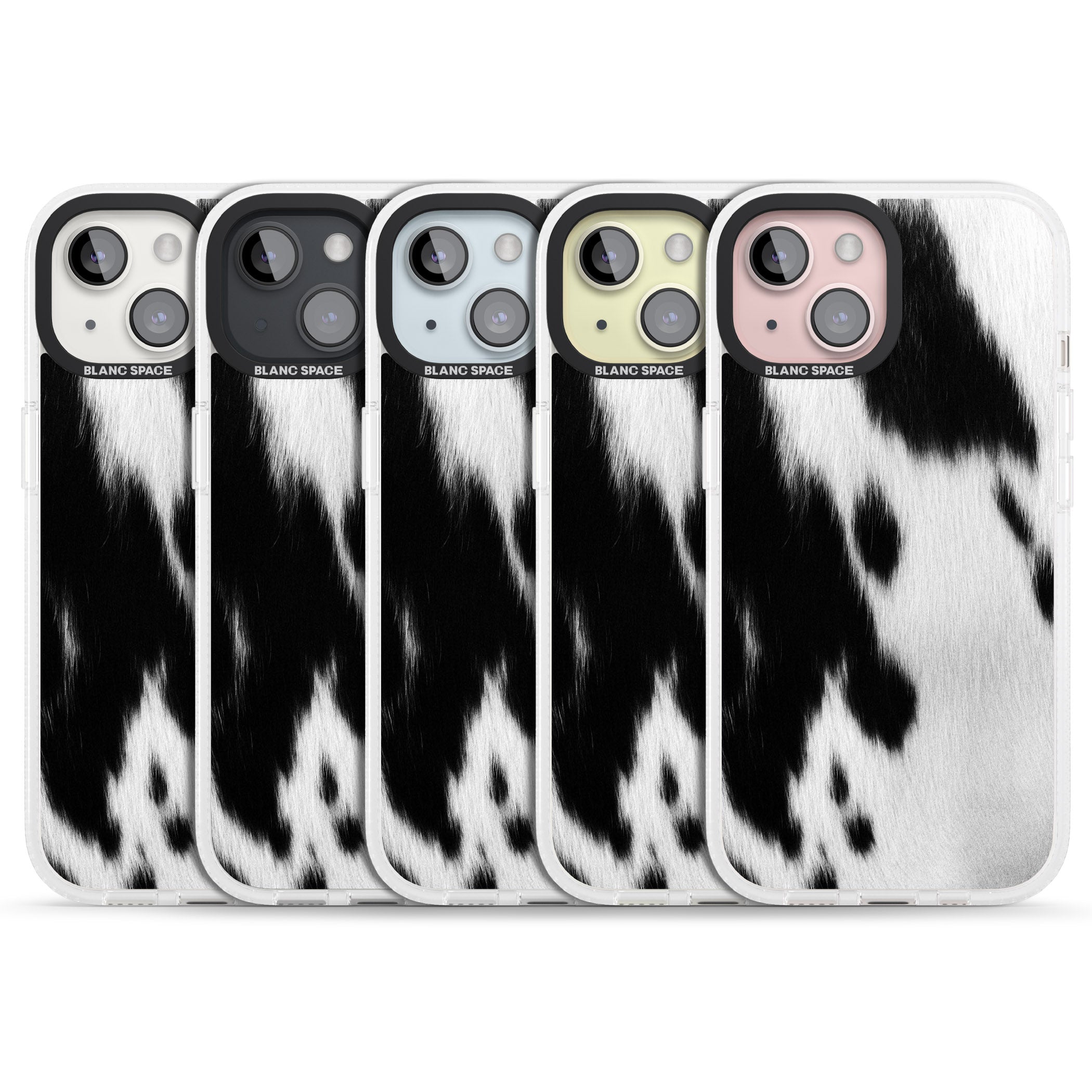 Designer Fashion Cowhide iPhone 15 / 14 / 13 Clear Case Impact Air - Blanc Space