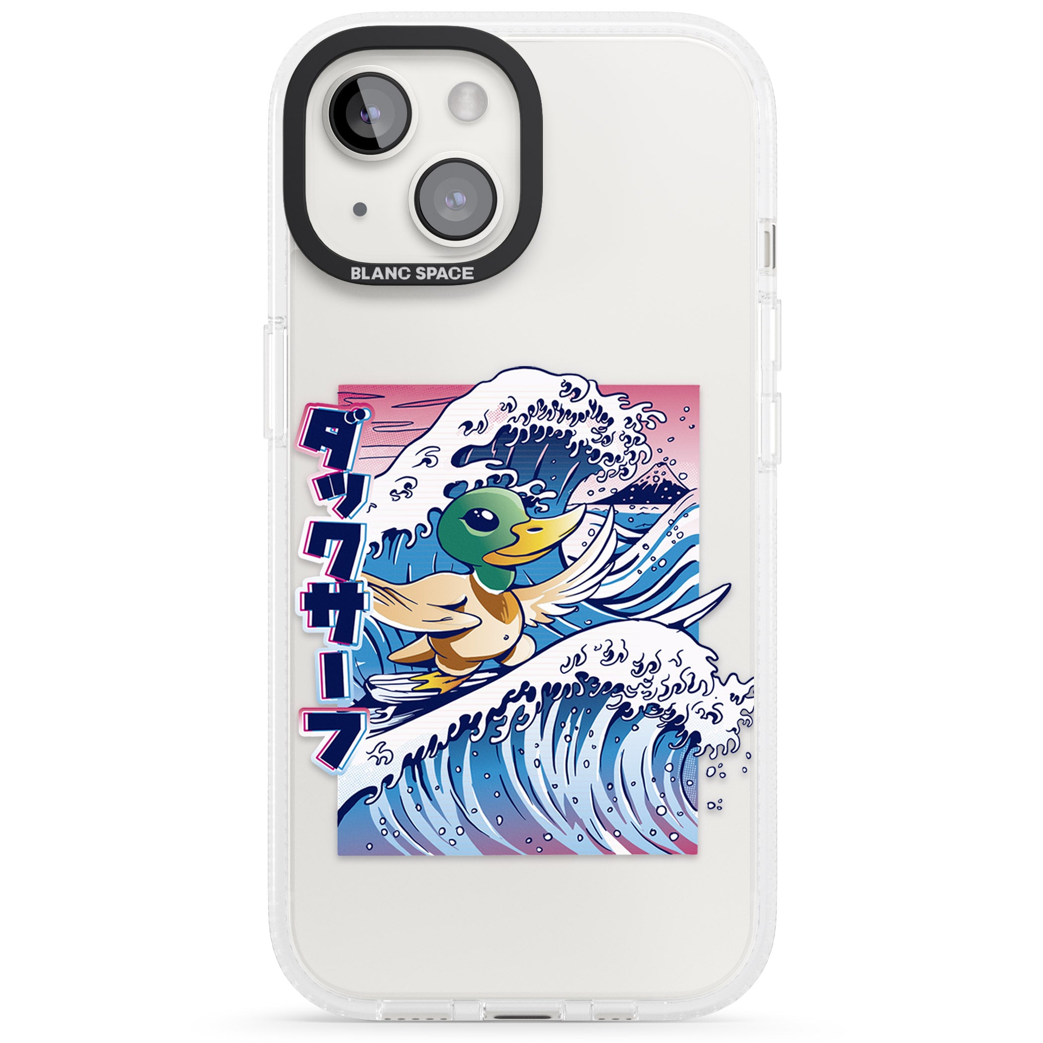 Duck Surf iPhone 15 / 14 / 13 Clear Case Impact Air - Blanc Space
