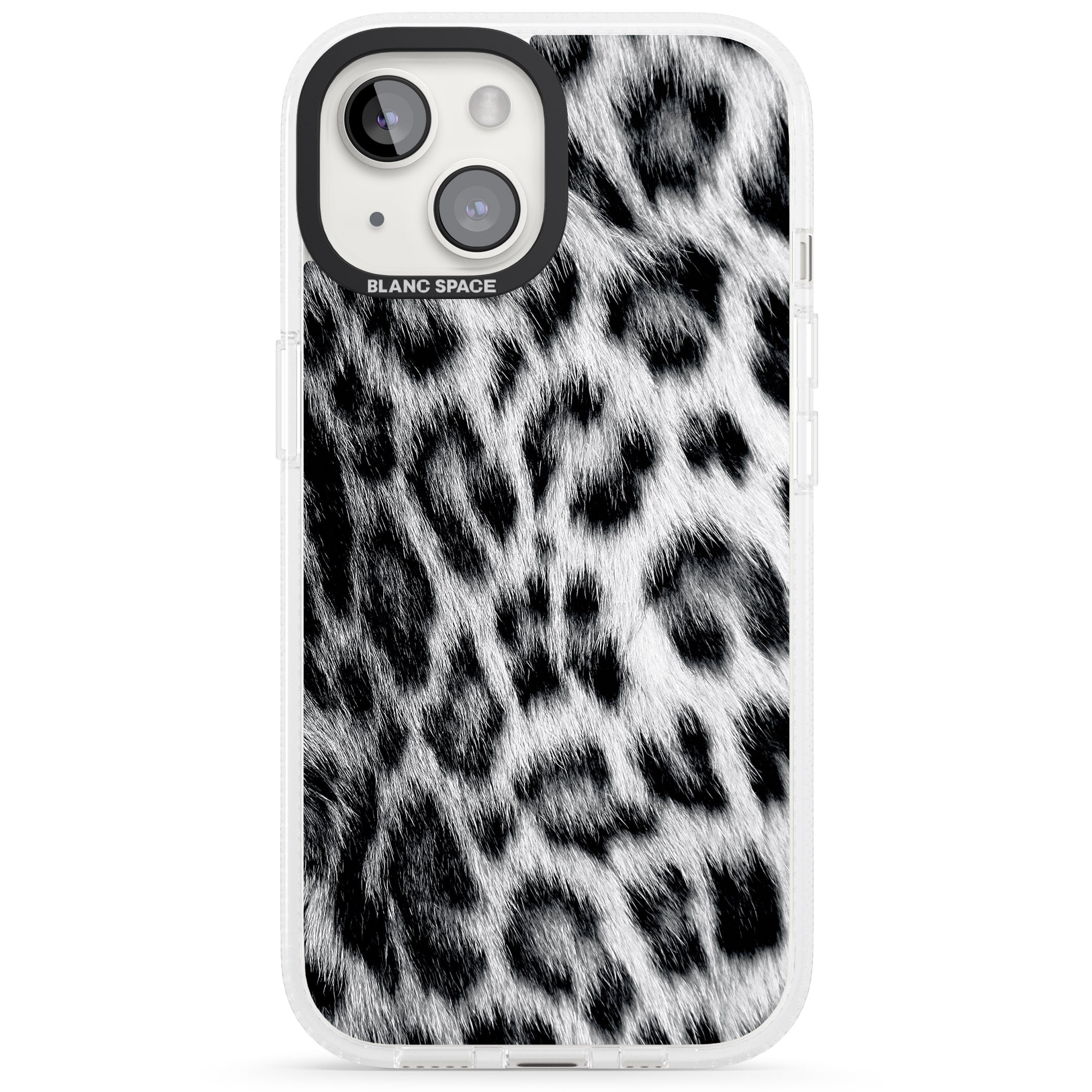 Animal Fur Pattern - Snow Leopard iPhone 15 / 14 / 13 Clear Case Impact Air - Blanc Space