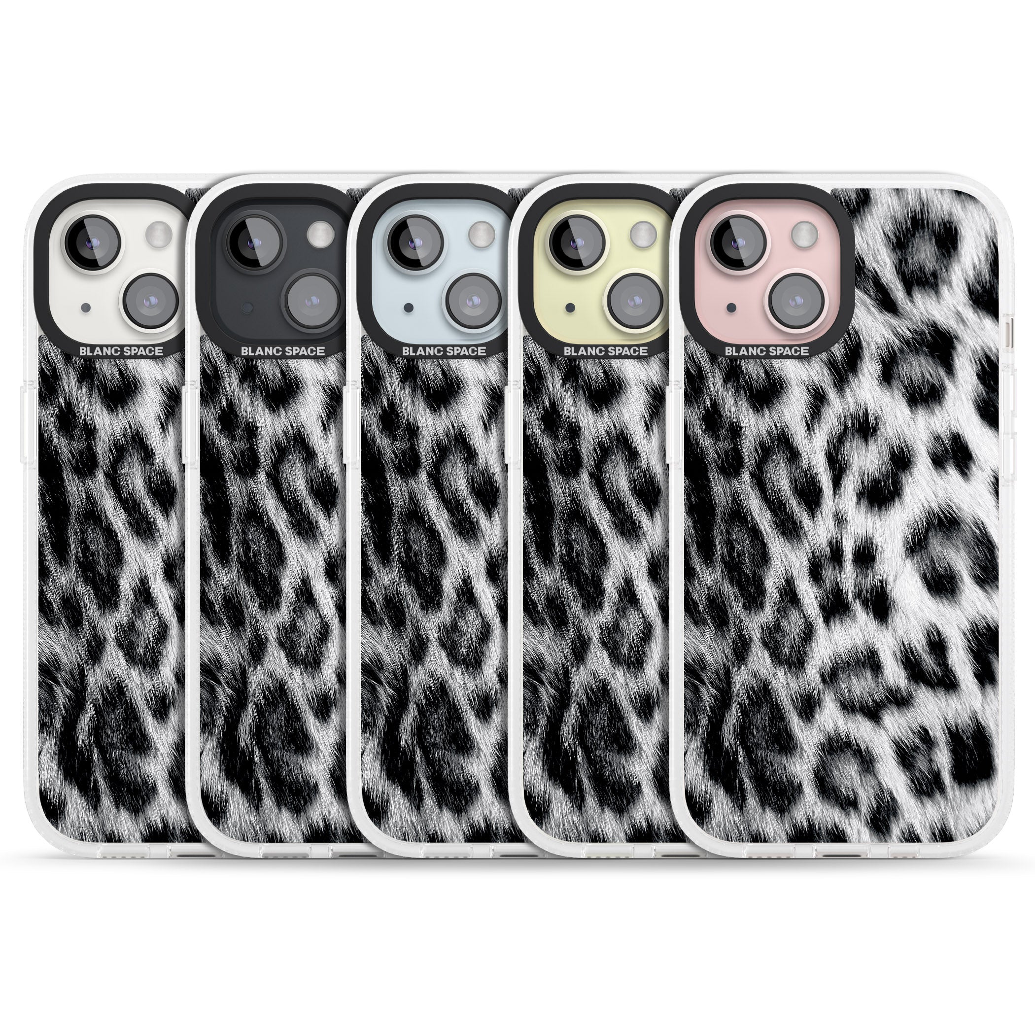 Animal Fur Pattern - Snow Leopard iPhone 15 / 14 / 13 Clear Case Impact Air - Blanc Space
