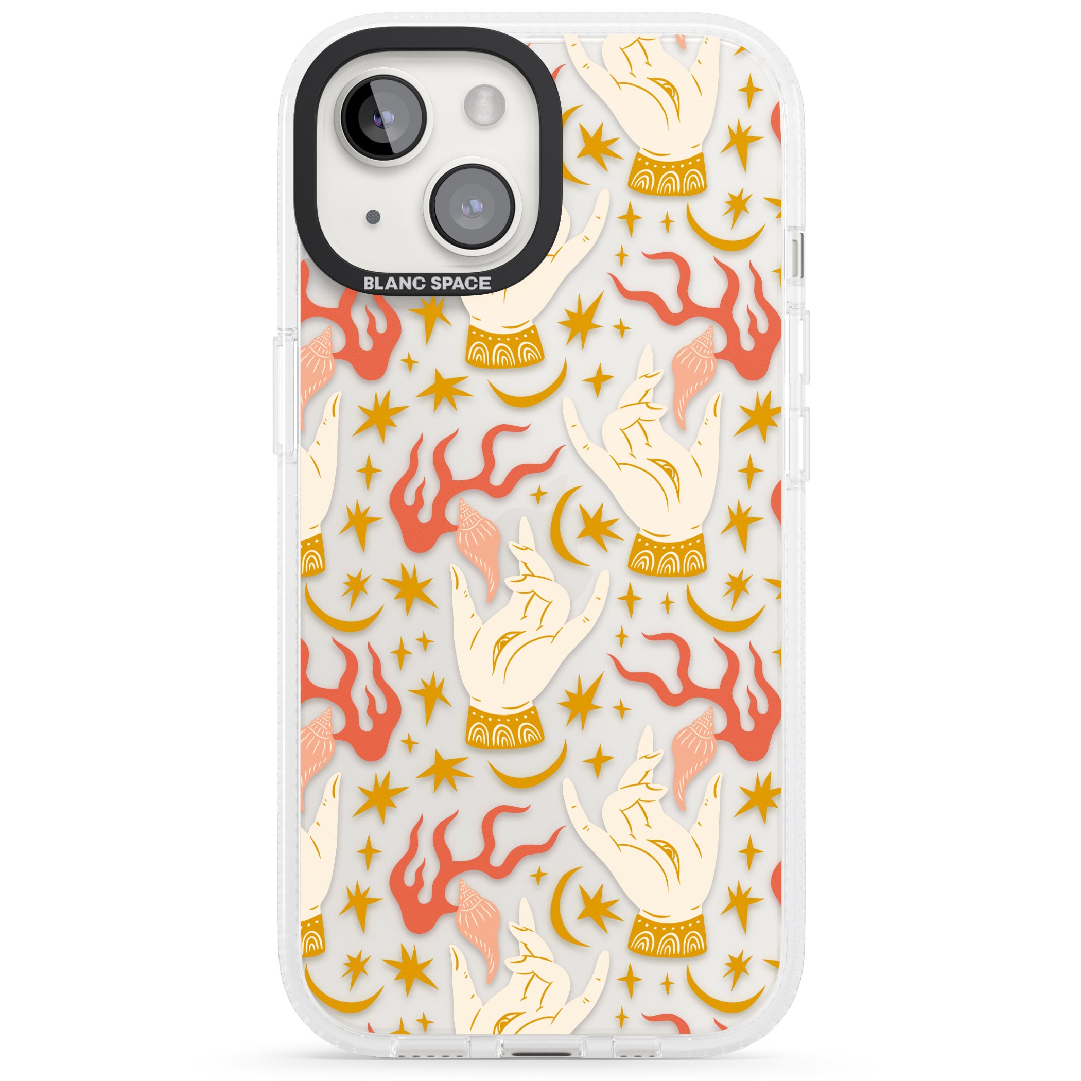 Hand Watcher Pattern iPhone 15 / 14 / 13 Clear Case Impact Air - Blanc Space