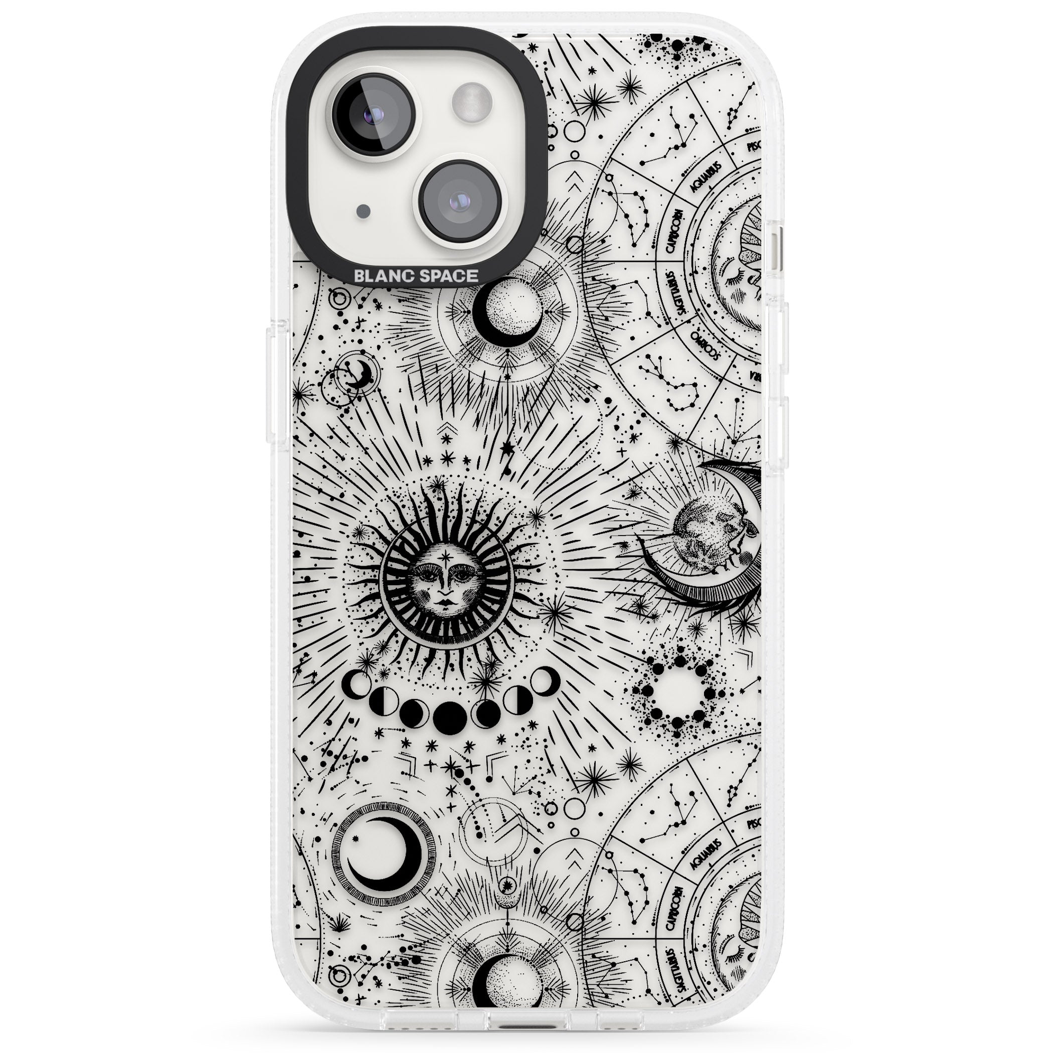 Transparent Suns & Zodiac Charts iPhone 15 / 14 / 13 Clear Case Impact Air - Blanc Space