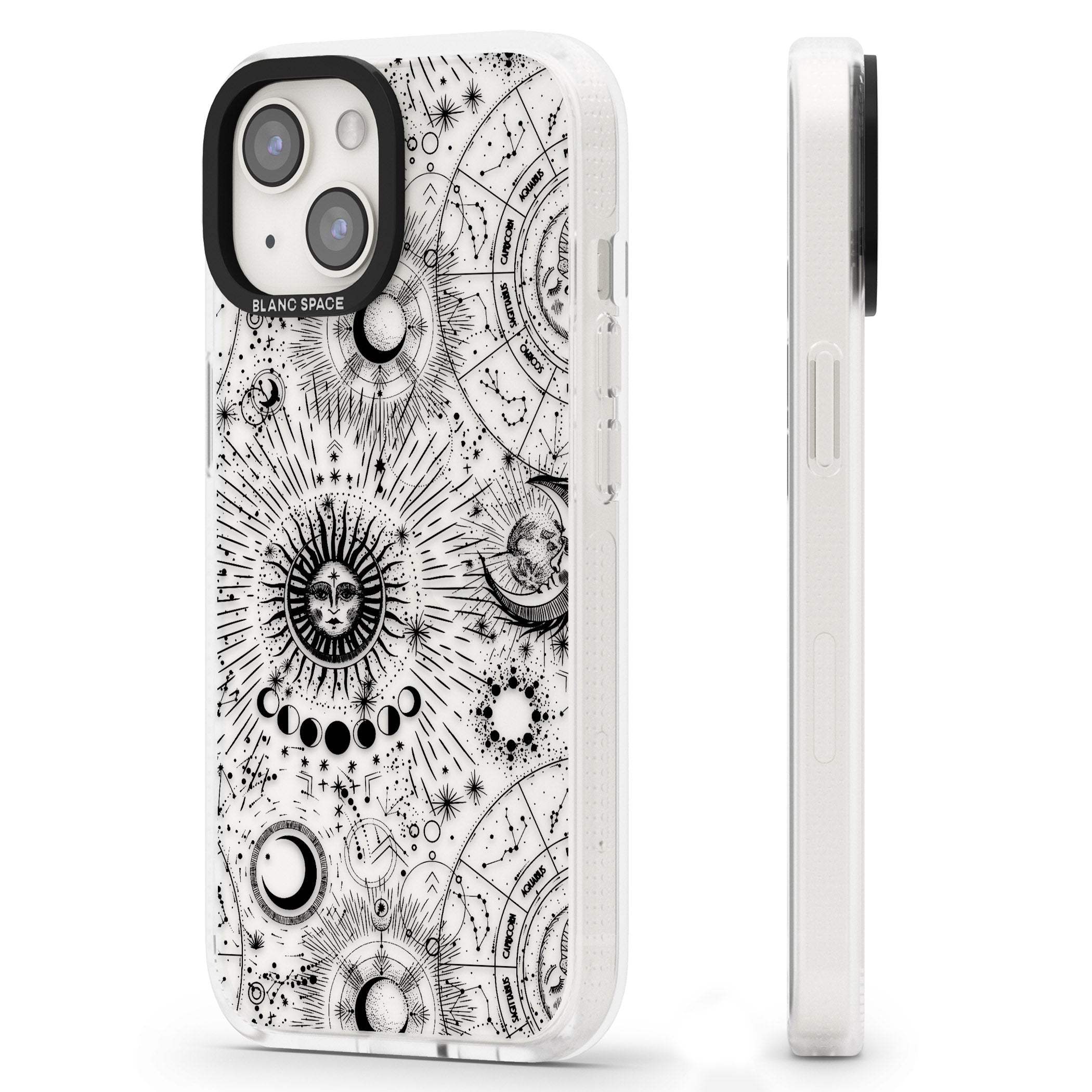 Transparent Suns & Zodiac Charts iPhone 15 / 14 / 13 Clear Case Impact Air - Blanc Space