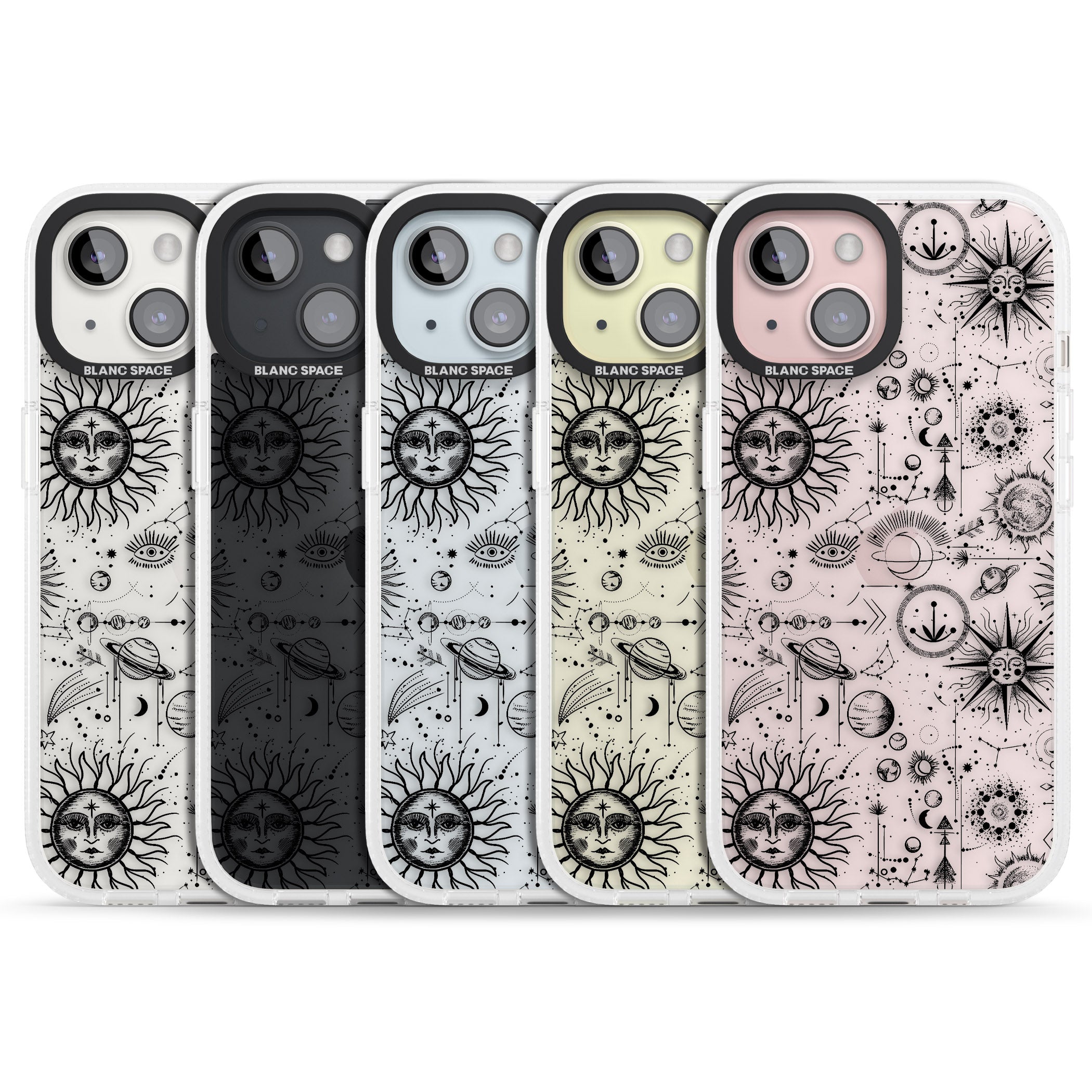 Suns & Planets Astrological iPhone 15 / 14 / 13 Clear Case Impact Air - Blanc Space