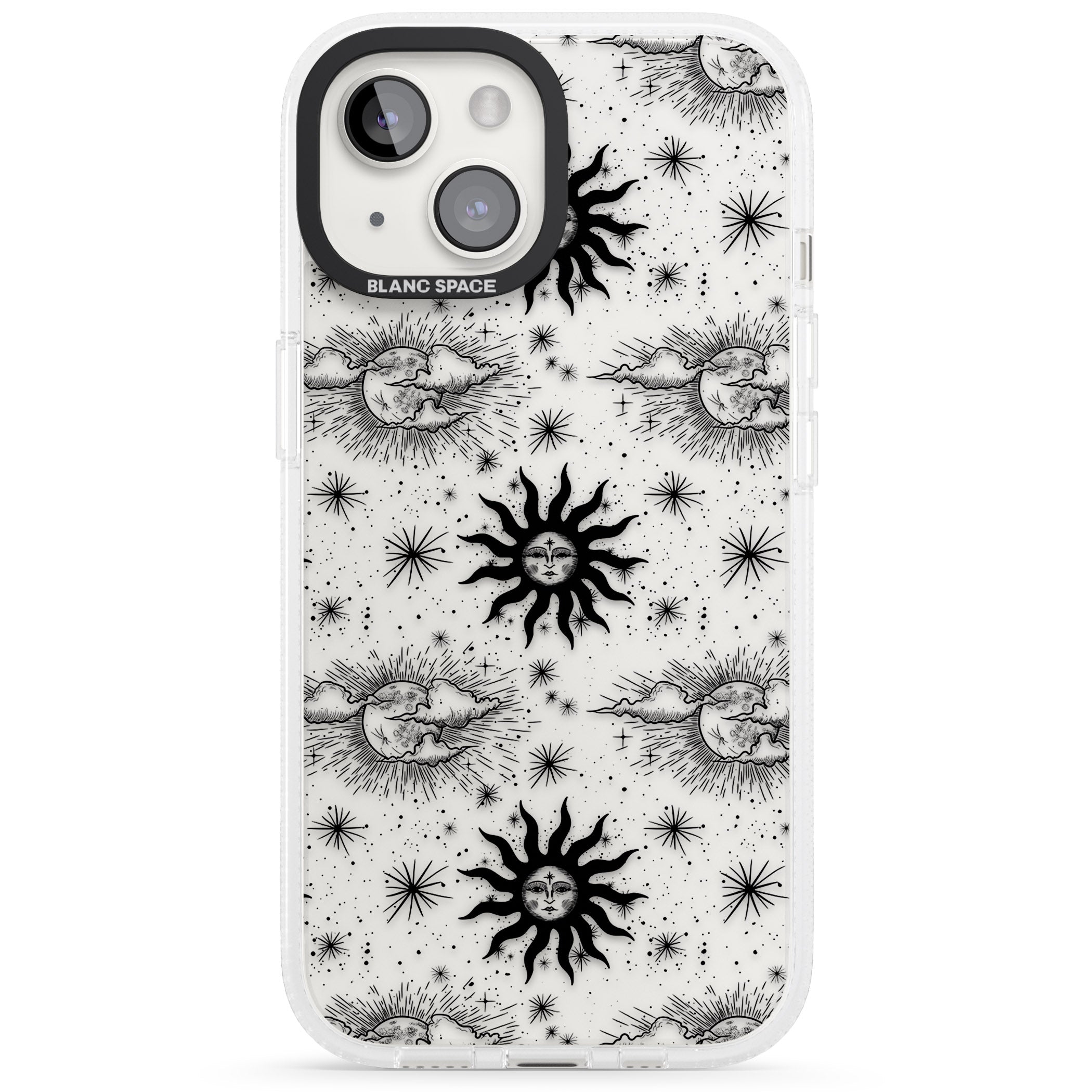 Suns & Clouds Vintage Astrological iPhone 15 / 14 / 13 Clear Case Impact Air - Blanc Space