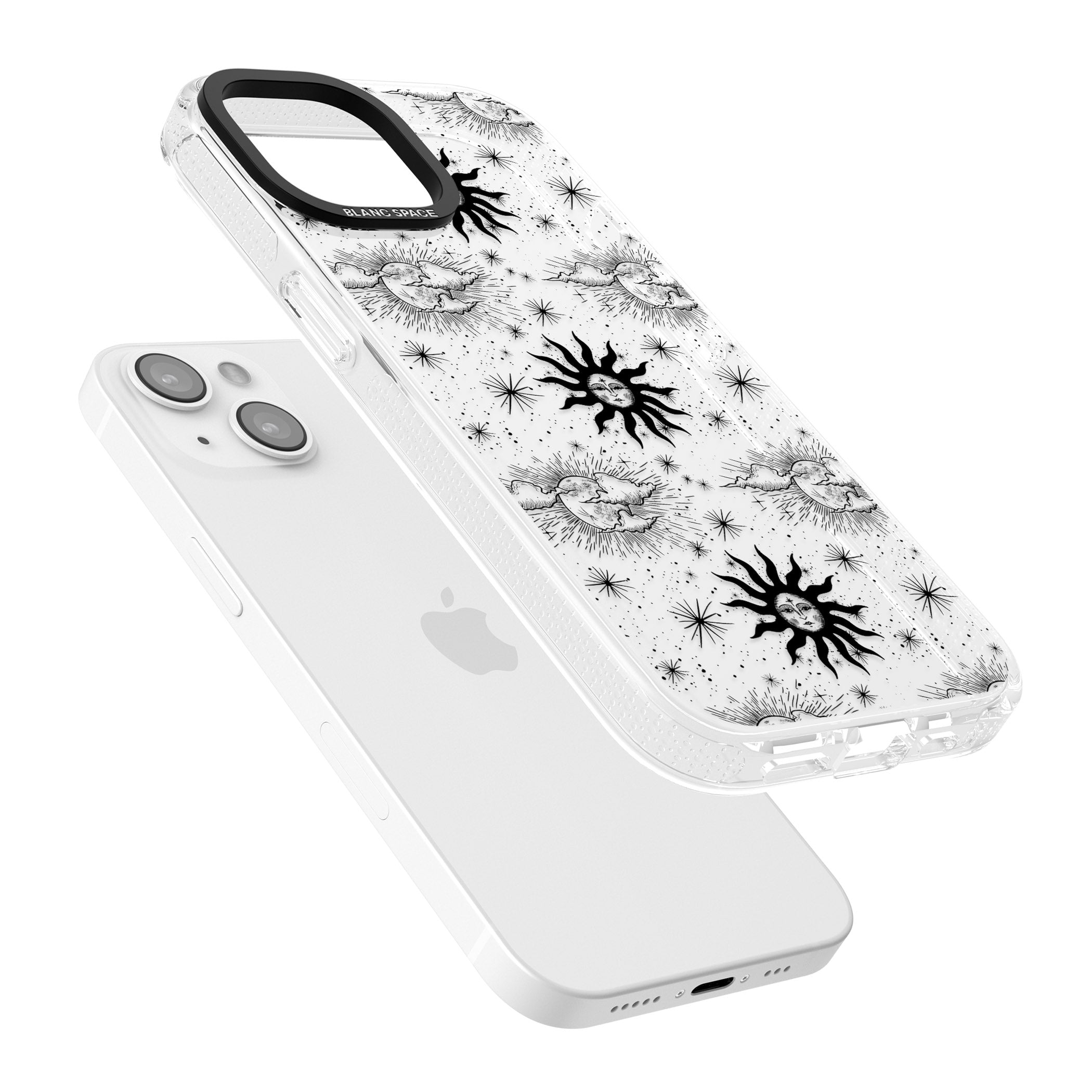 Suns & Clouds Vintage Astrological iPhone 15 / 14 / 13 Clear Case Impact Air - Blanc Space