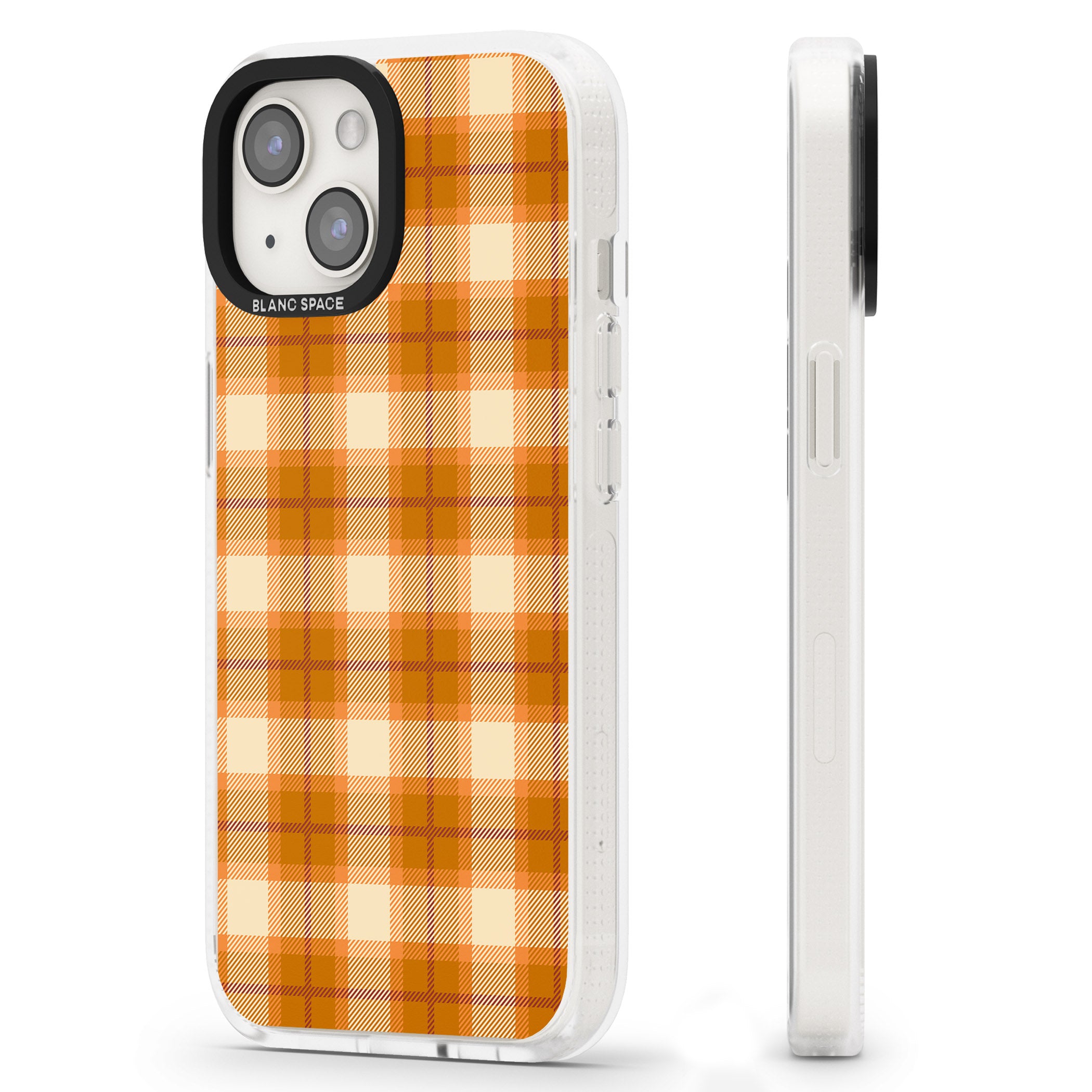 Pumpkin Plaid iPhone 15 / 14 / 13 Clear Case Impact Air - Blanc Space