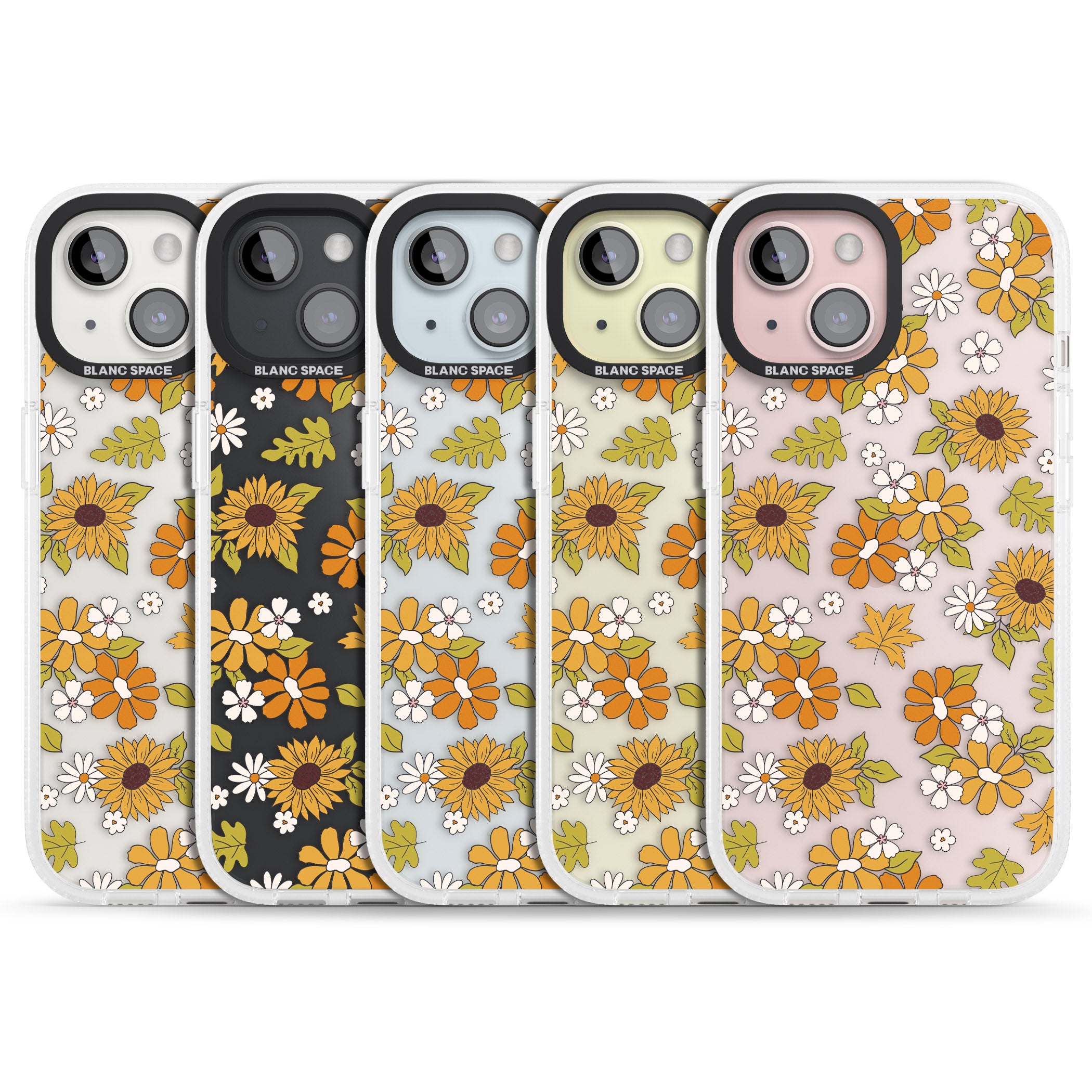 Boho Sunflowers iPhone 15 / 14 / 13 Clear Case Impact Air - Blanc Space