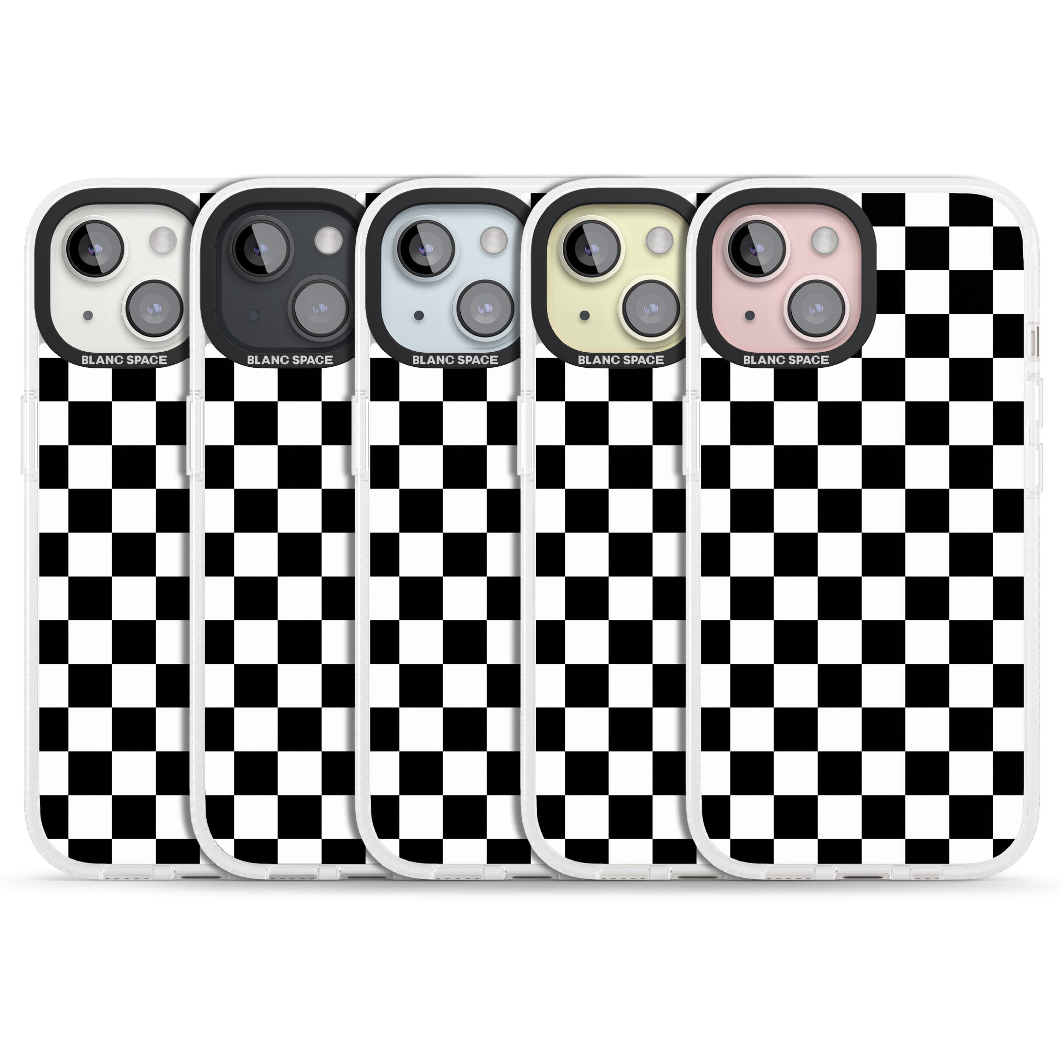 Black Checkered iPhone 15 / 14 / 13 Clear Case Impact Air - Blanc Space
