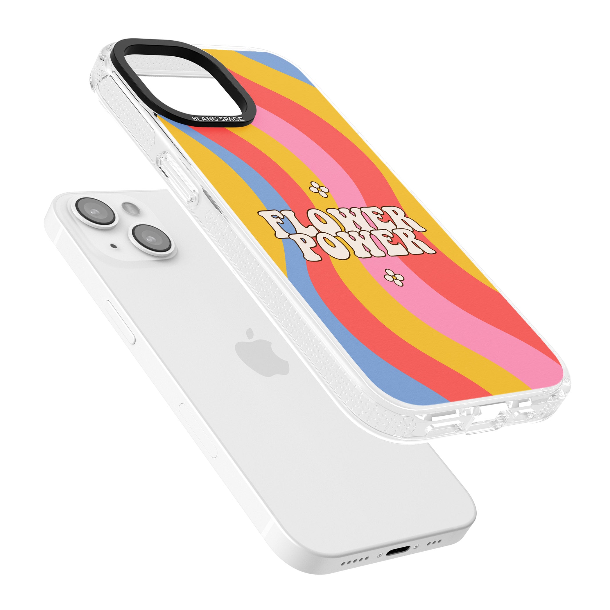 Melting Flower Power iPhone 15 / 14 / 13 Clear Case Impact Air - Blanc Space