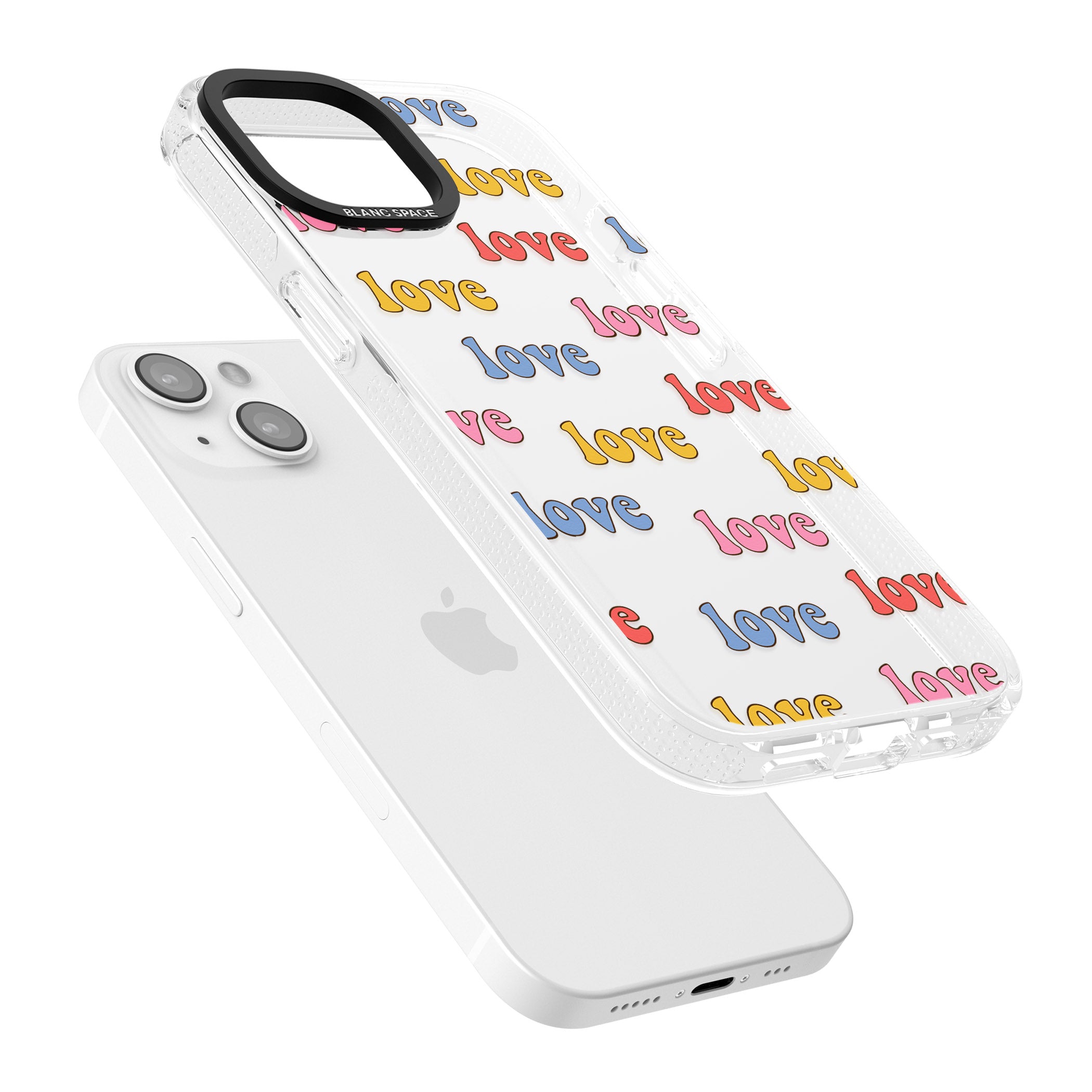 Love Pattern iPhone 15 / 14 / 13 Clear Case Impact Air - Blanc Space
