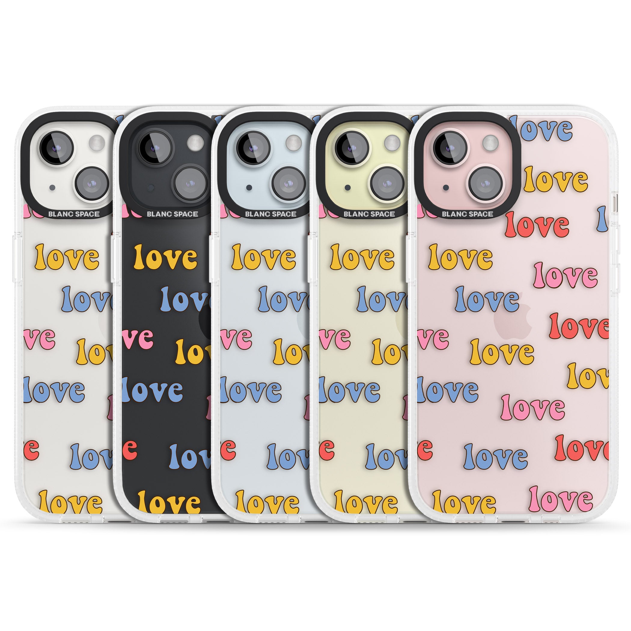 Love Pattern iPhone 15 / 14 / 13 Clear Case Impact Air - Blanc Space