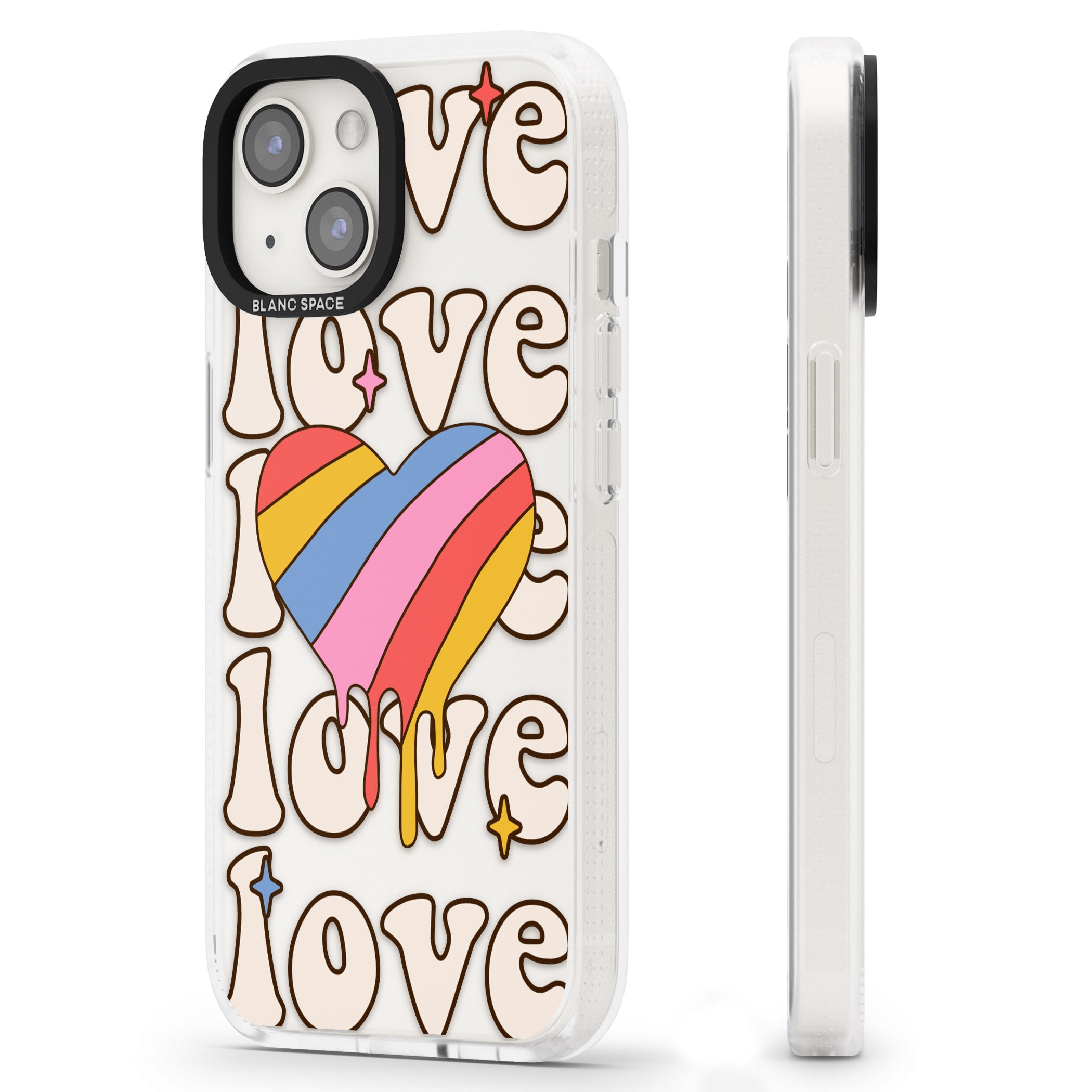 Groovy Love iPhone 15 / 14 / 13 Clear Case Impact Air - Blanc Space