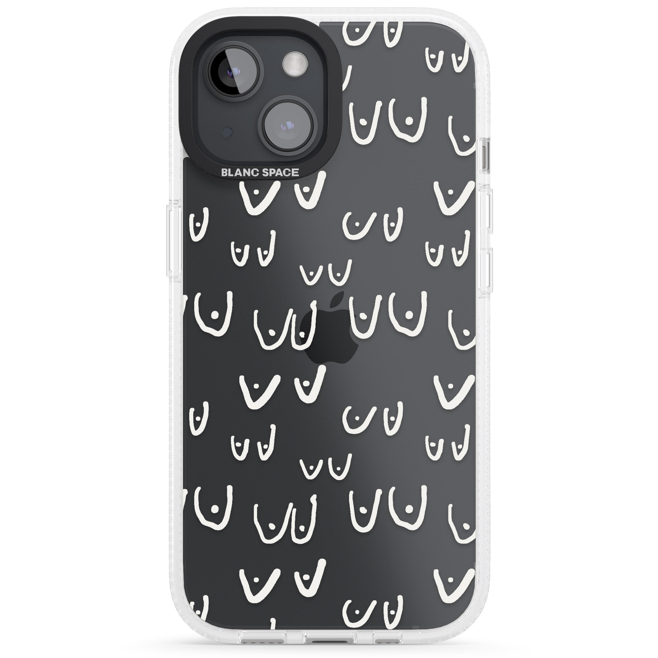 Free the boob (White) iPhone 15 / 14 / 13 Clear Case Impact Air - Blanc Space