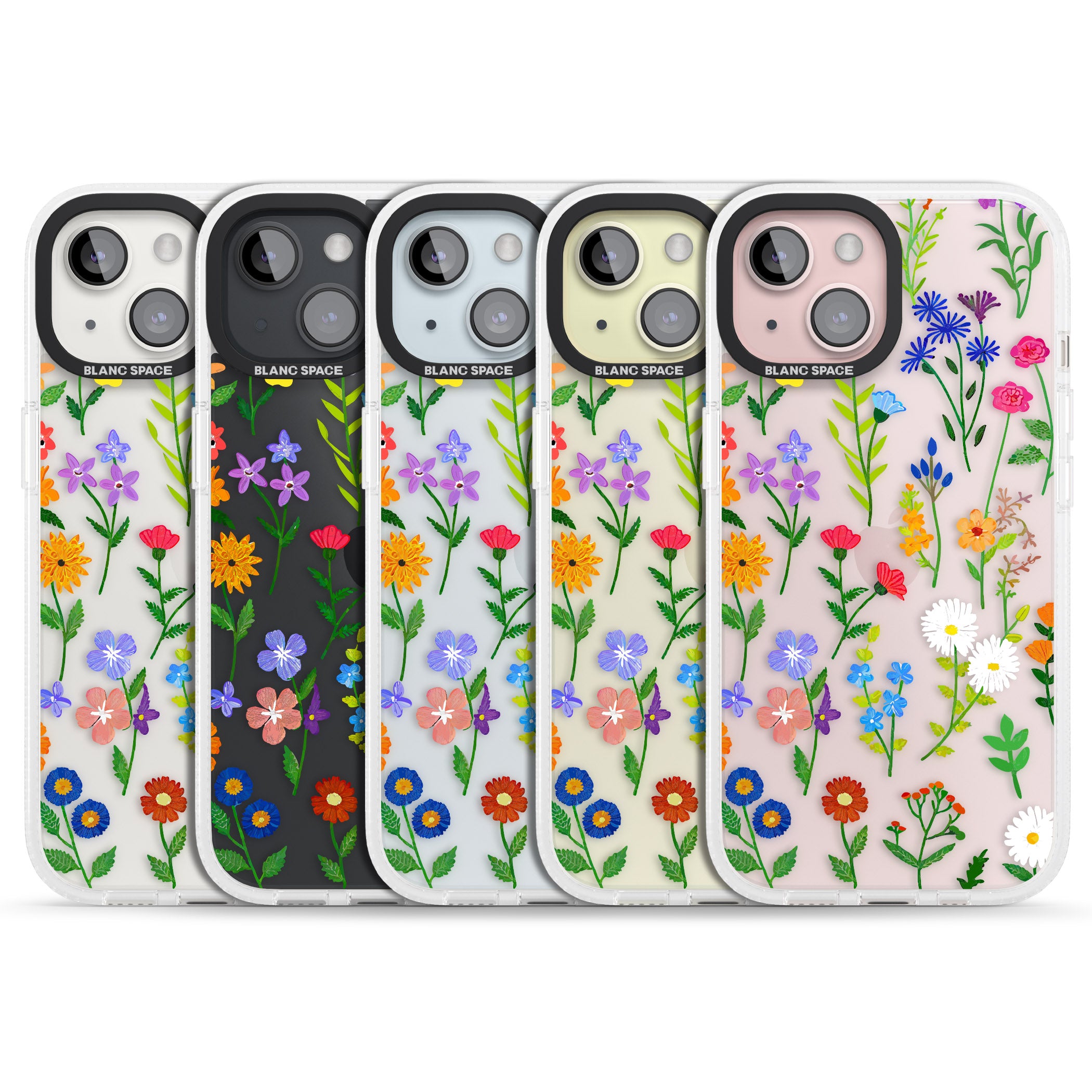 Wildflower Garden iPhone 15 / 14 / 13 Clear Case Impact Air - Blanc Space