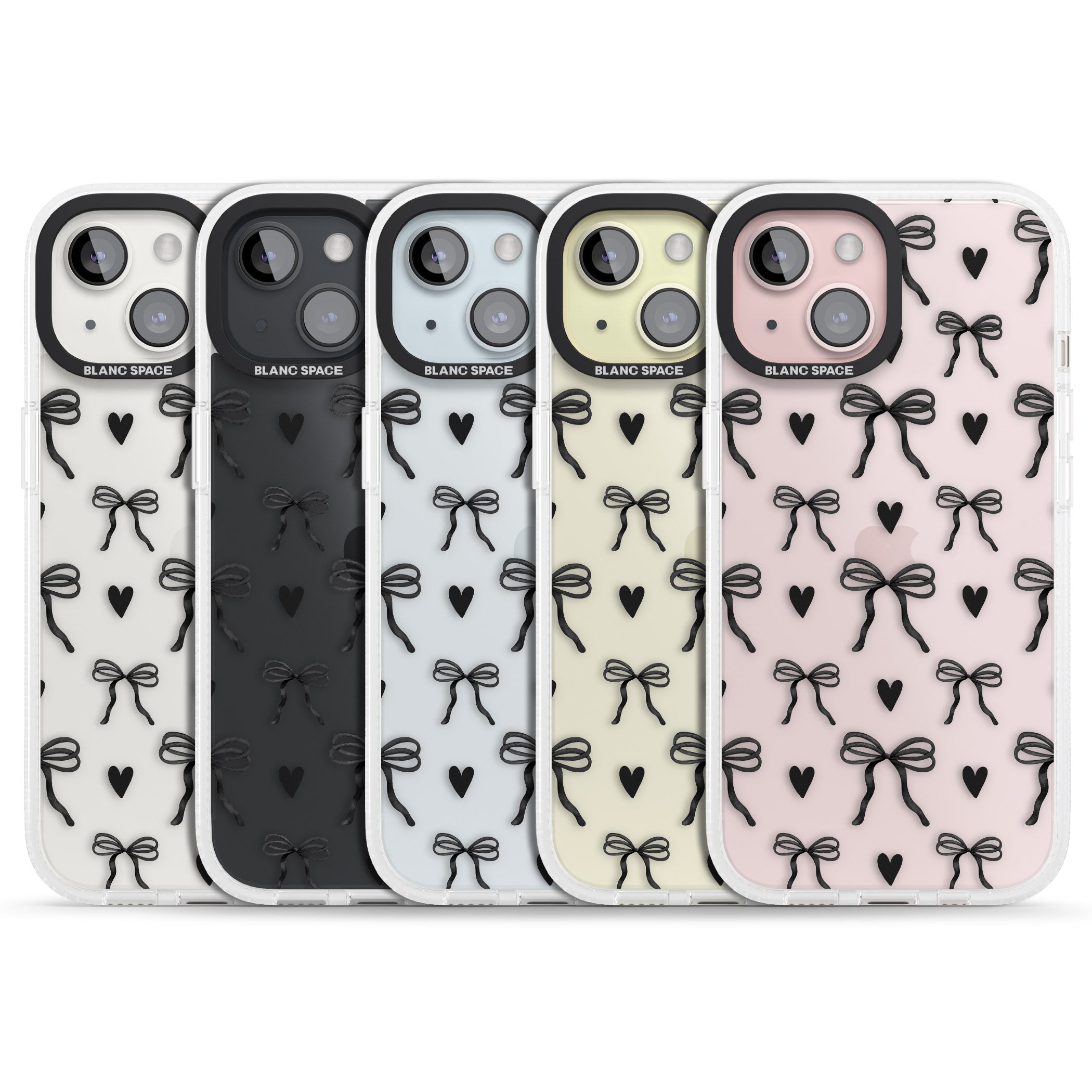Black Bows & Hearts iPhone 15 / 14 / 13 Clear Case Impact Air - Blanc Space