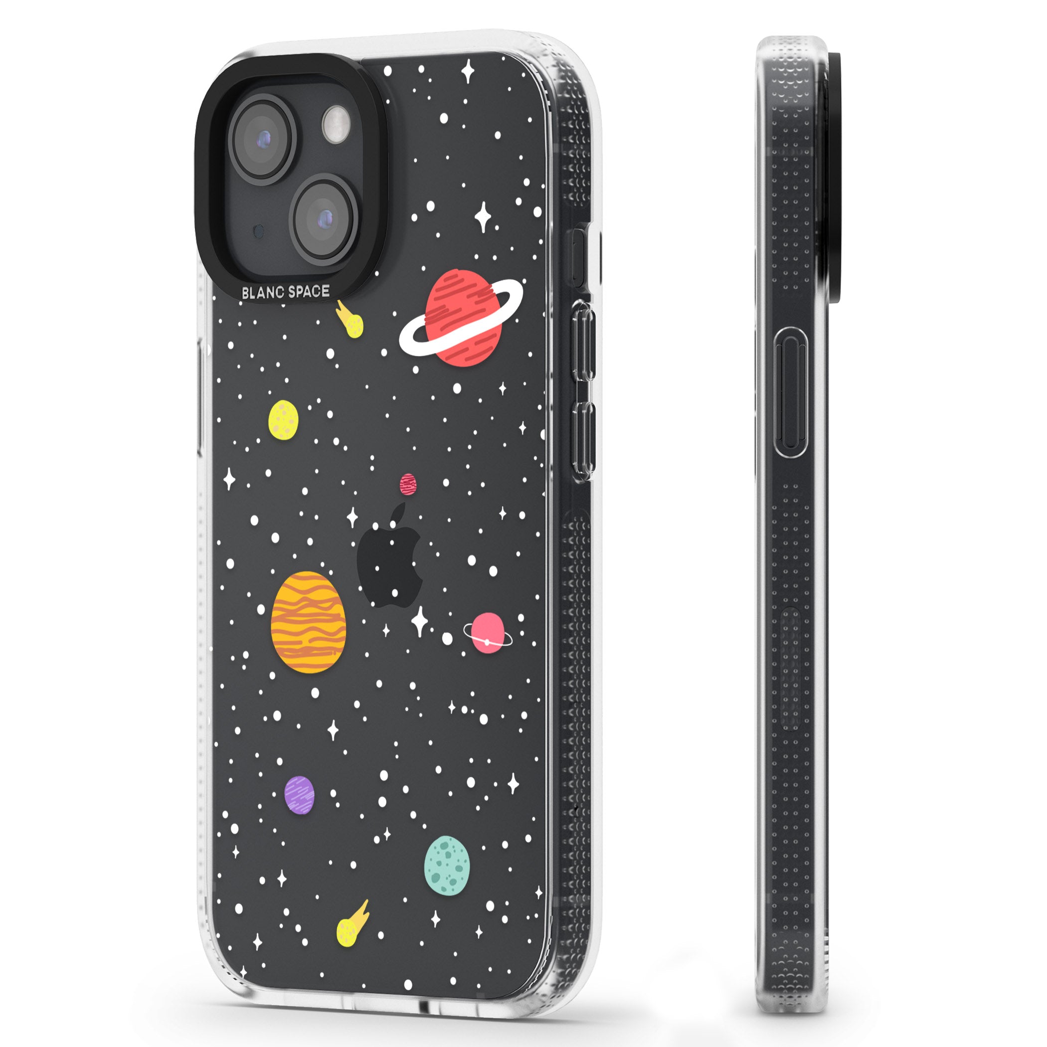 Cute Cartoon Planets (Clear) iPhone 15 / 14 / 13 Clear Case Impact Air - Blanc Space