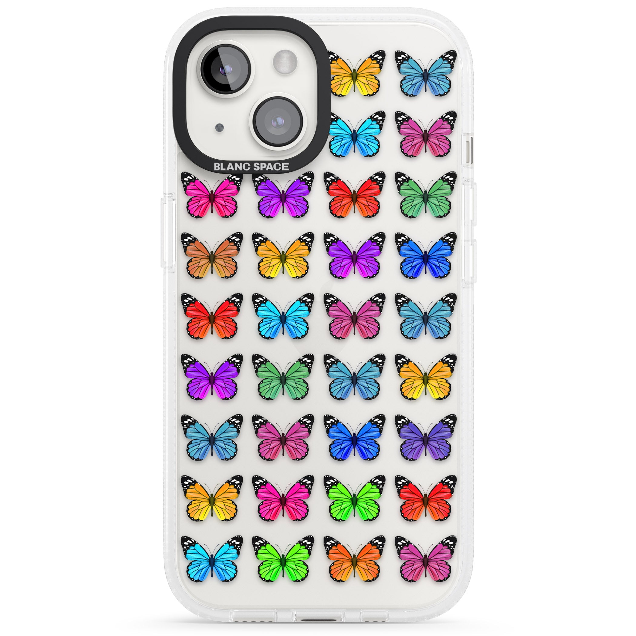 Colourful Butterfly Pattern iPhone 15 / 14 / 13 Clear Case Impact Air - Blanc Space