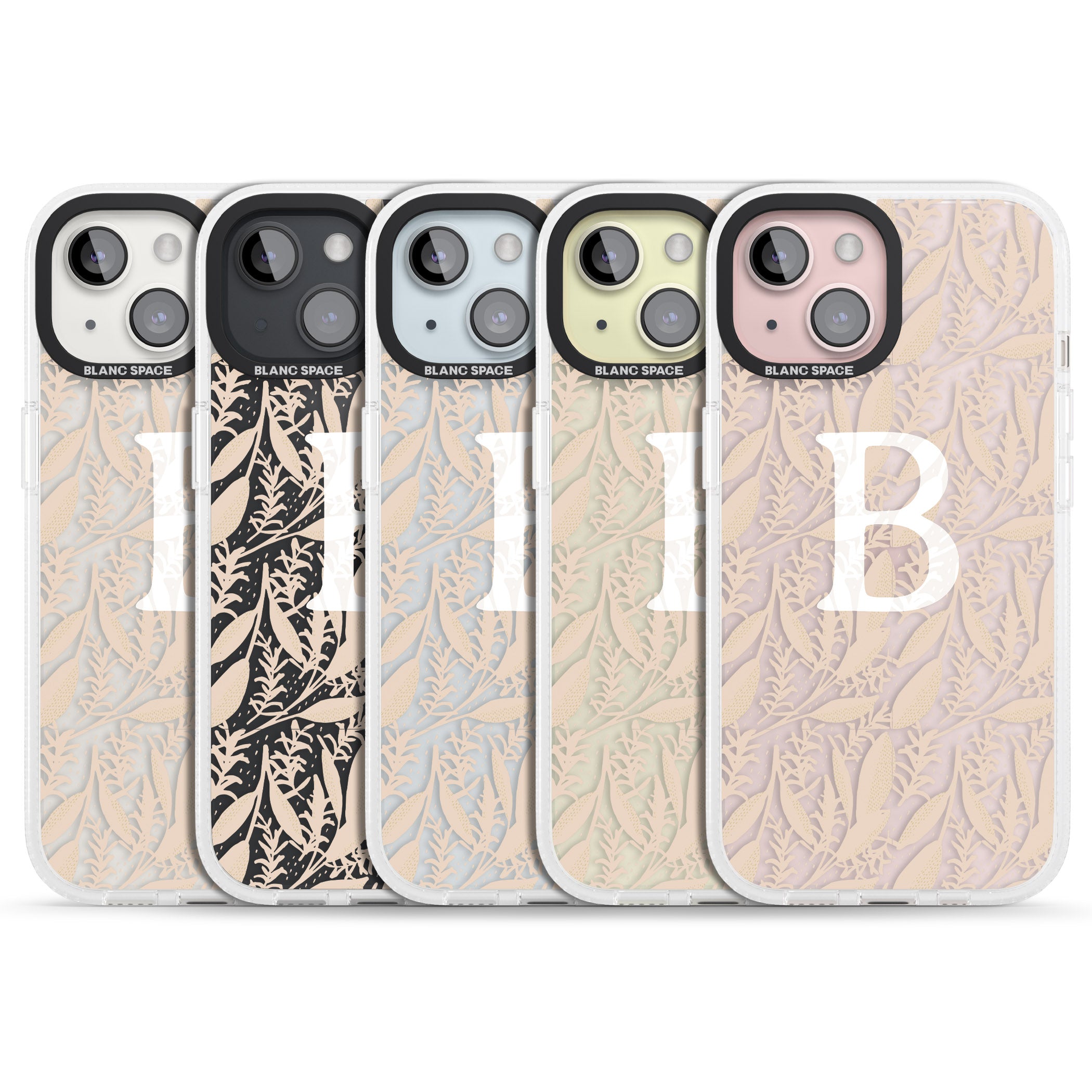 Personalised Subtle Monogram Abstract Floral iPhone 15 / 14 / 13 Clear Case Impact Air - Blanc Space