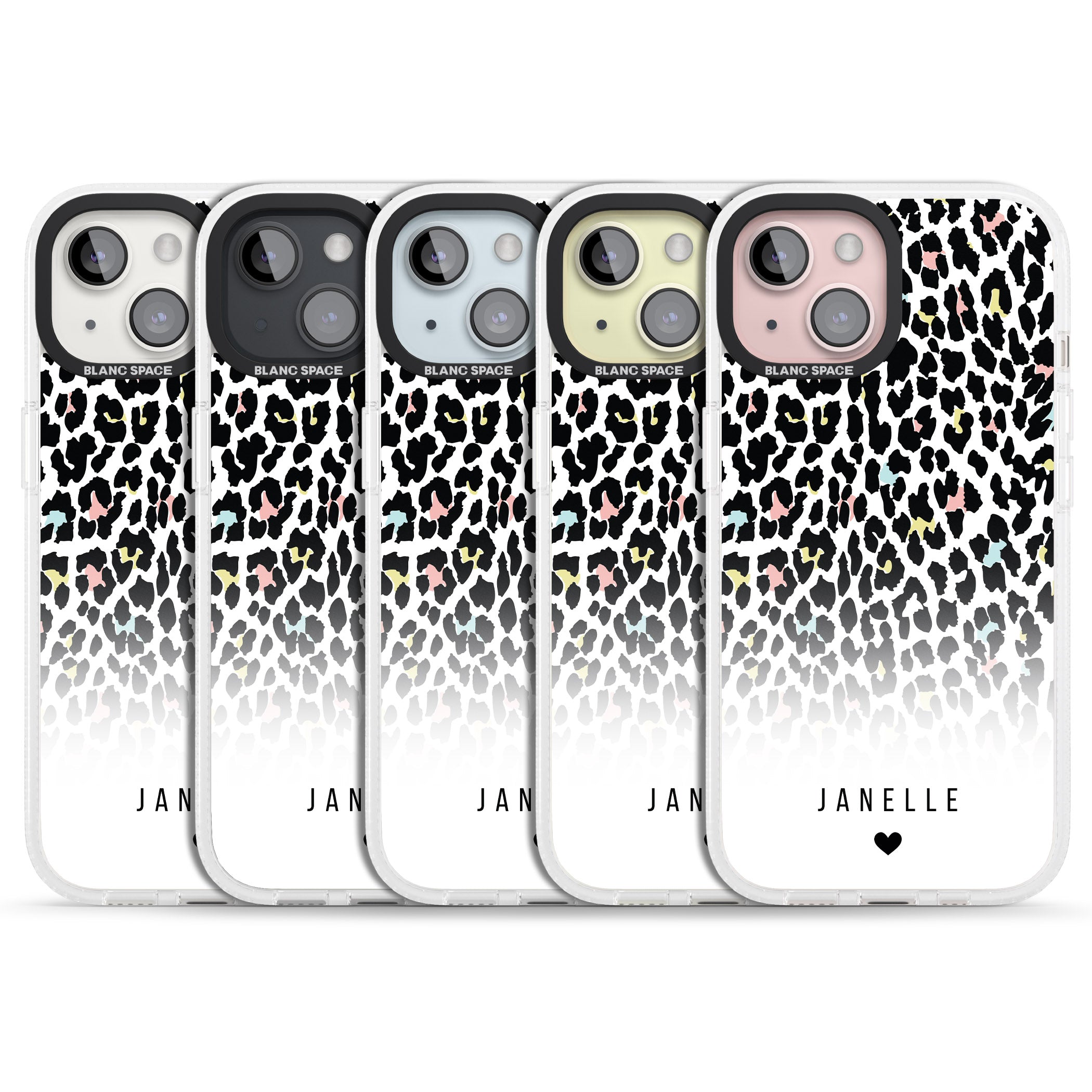 Personalised Pastel Leopard Spots iPhone 15 / 14 / 13 Clear Case Impact Air - Blanc Space