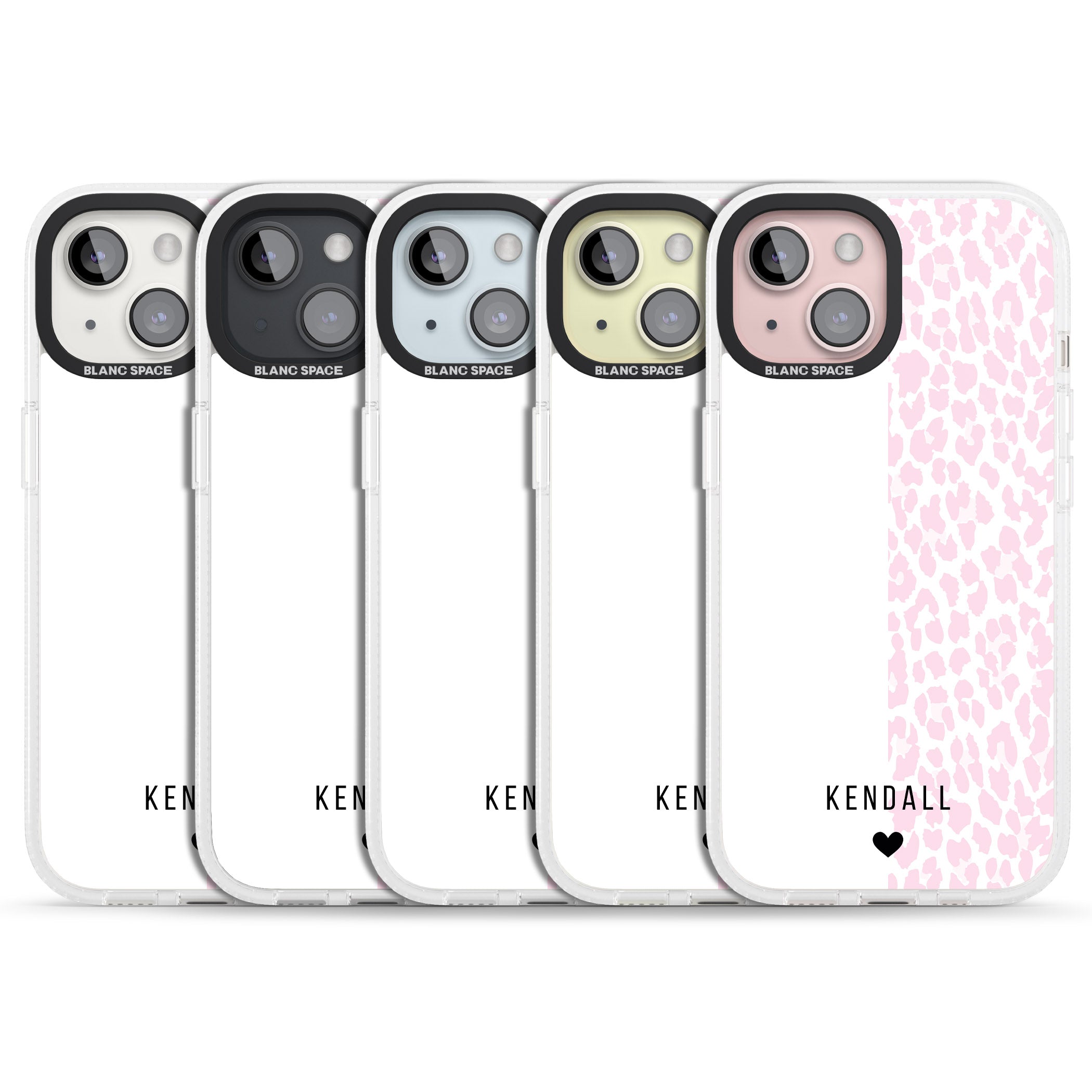 Personalised Pink & White Leopard Spots iPhone 15 / 14 / 13 Clear Case Impact Air - Blanc Space