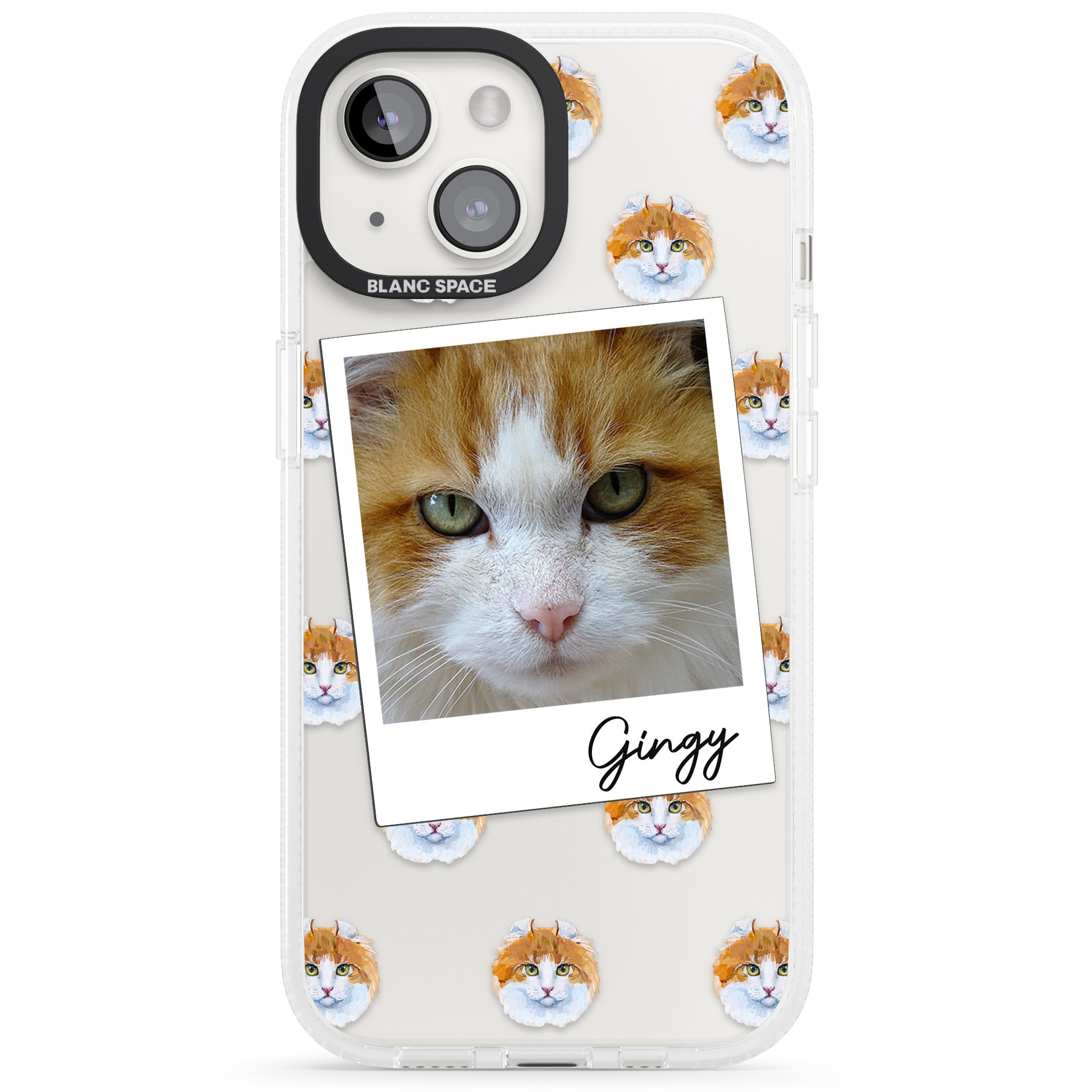 Personalised American Curl Photo iPhone 15 / 14 / 13 Clear Case Impact Air - Blanc Space