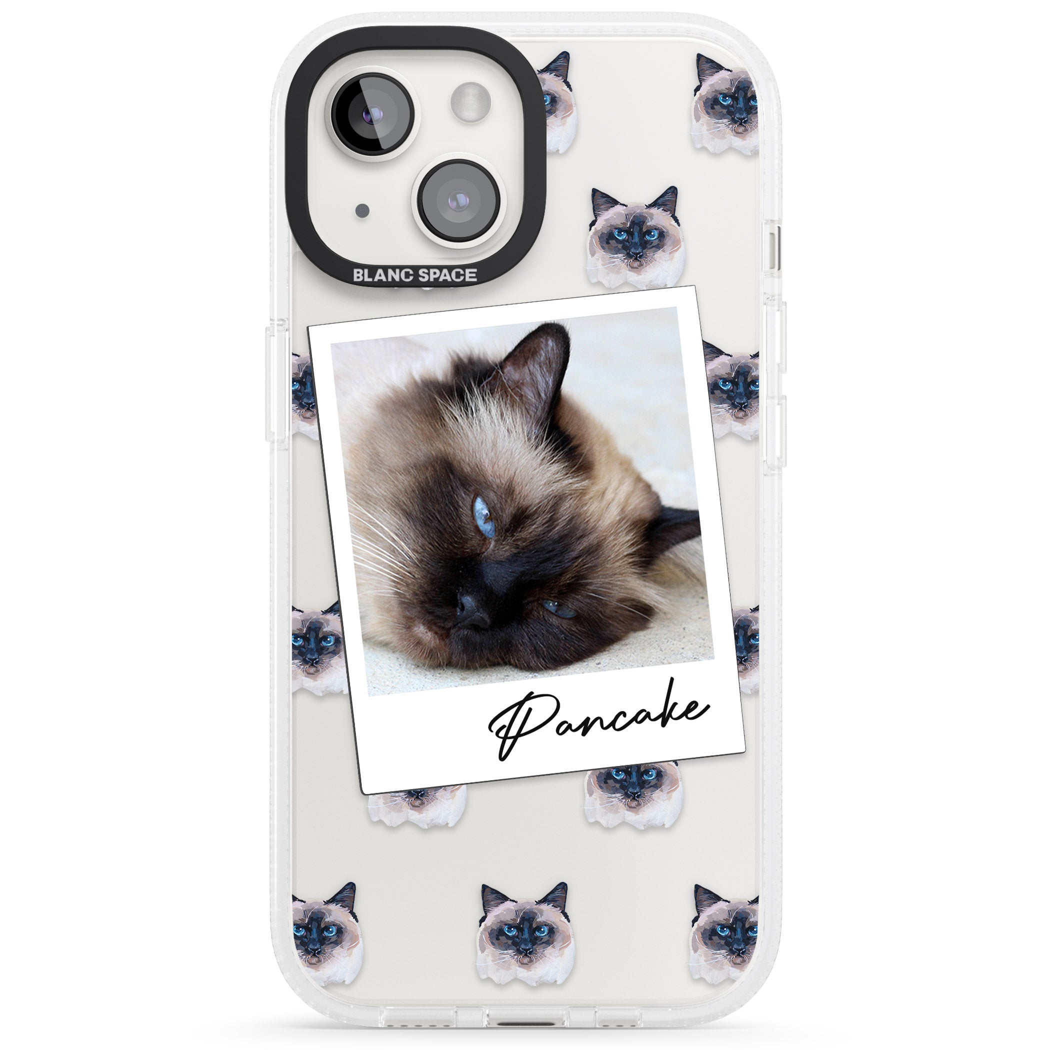 Personalised Burmese Cat Photo iPhone 15 / 14 / 13 Clear Case Impact Air - Blanc Space