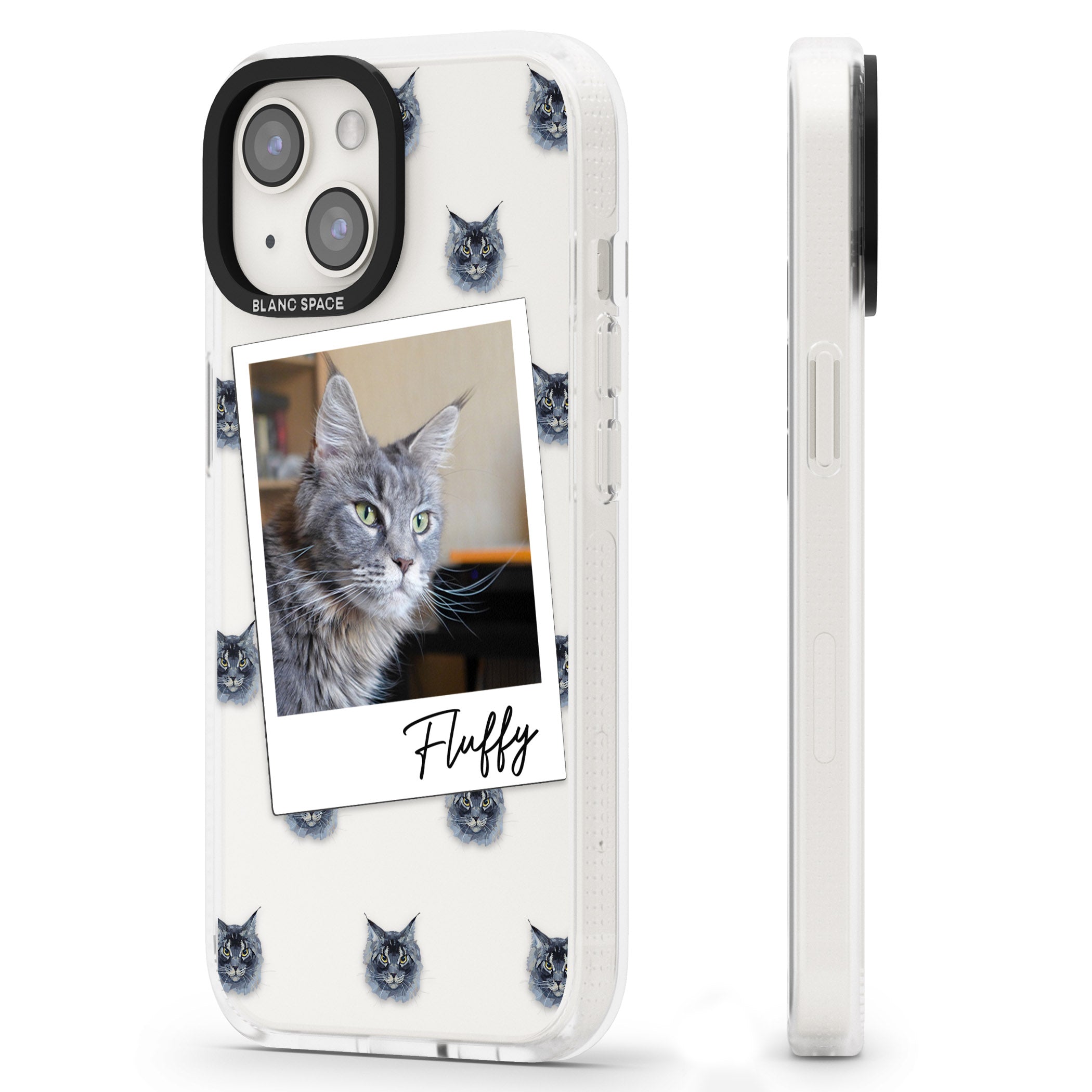 Personalised Maine Coon Photo iPhone 15 / 14 / 13 Clear Case Impact Air - Blanc Space