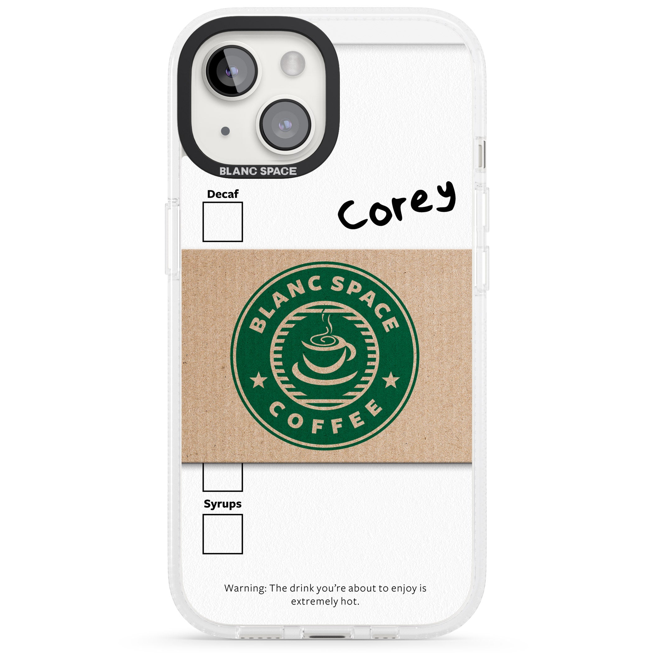 Personalised Coffee Cup iPhone 15 / 14 / 13 Clear Case Impact Air - Blanc Space