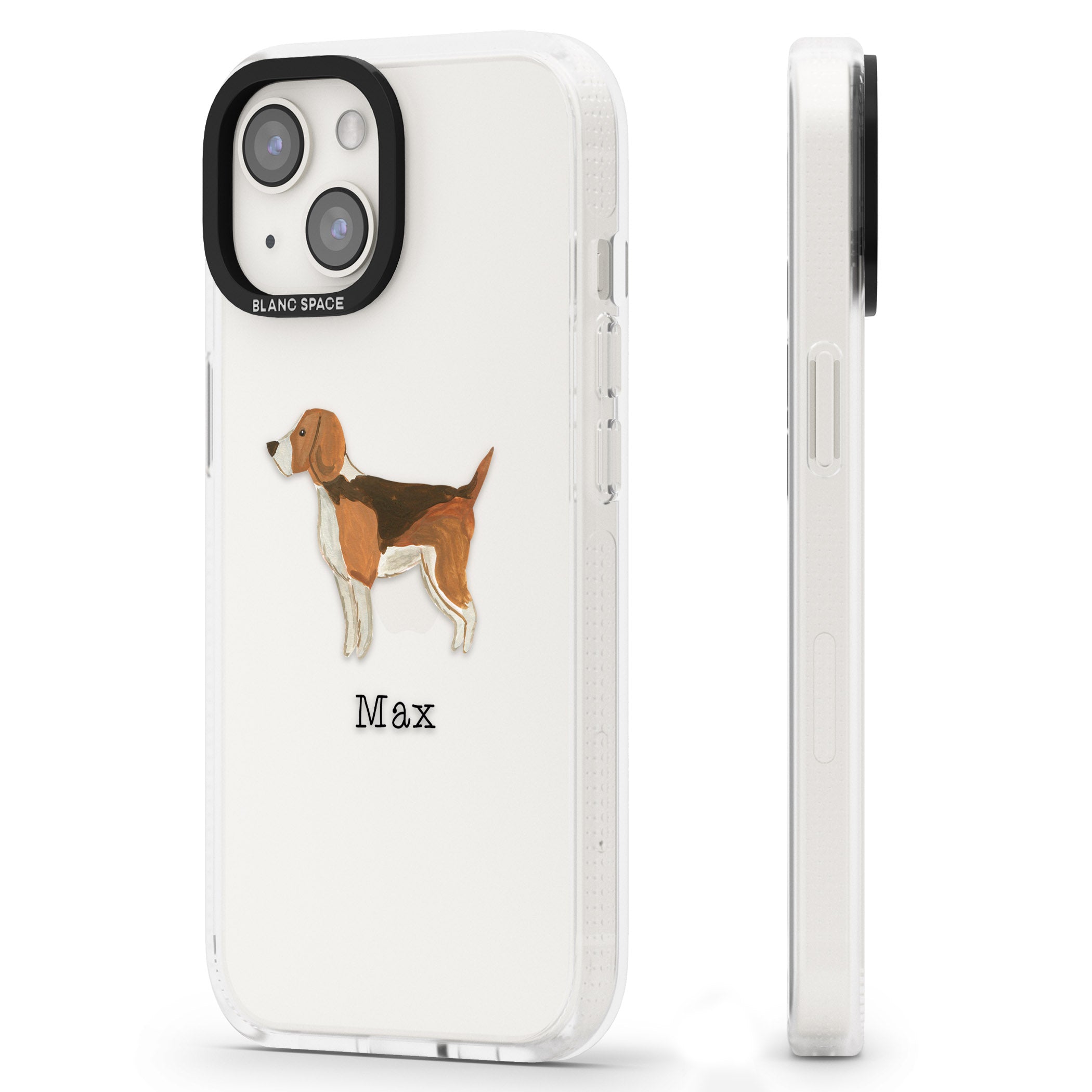 Personalised Hand Painted Beagle iPhone 15 / 14 / 13 Clear Case Impact Air - Blanc Space