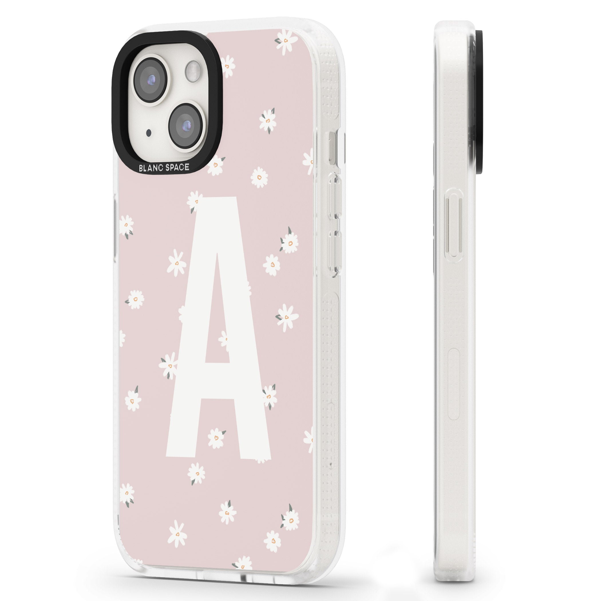Personalised Pink Daisy Personalised iPhone 15 / 14 / 13 Clear Case Impact Air - Blanc Space