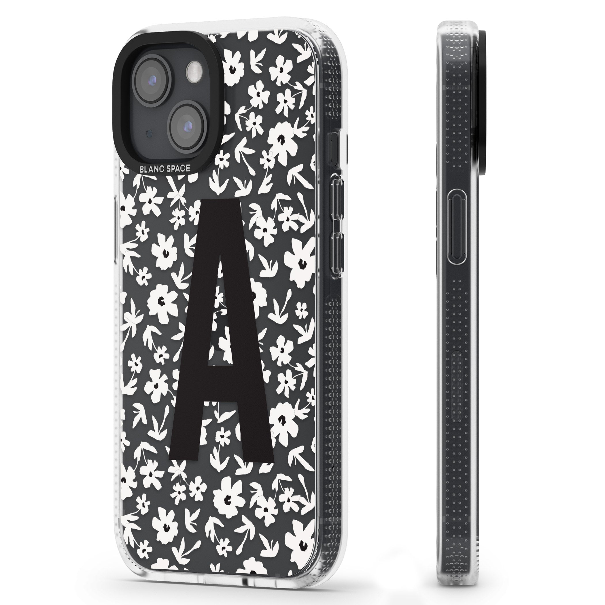Personalised Floral Pattern Personalised iPhone 15 / 14 / 13 Clear Case Impact Air - Blanc Space