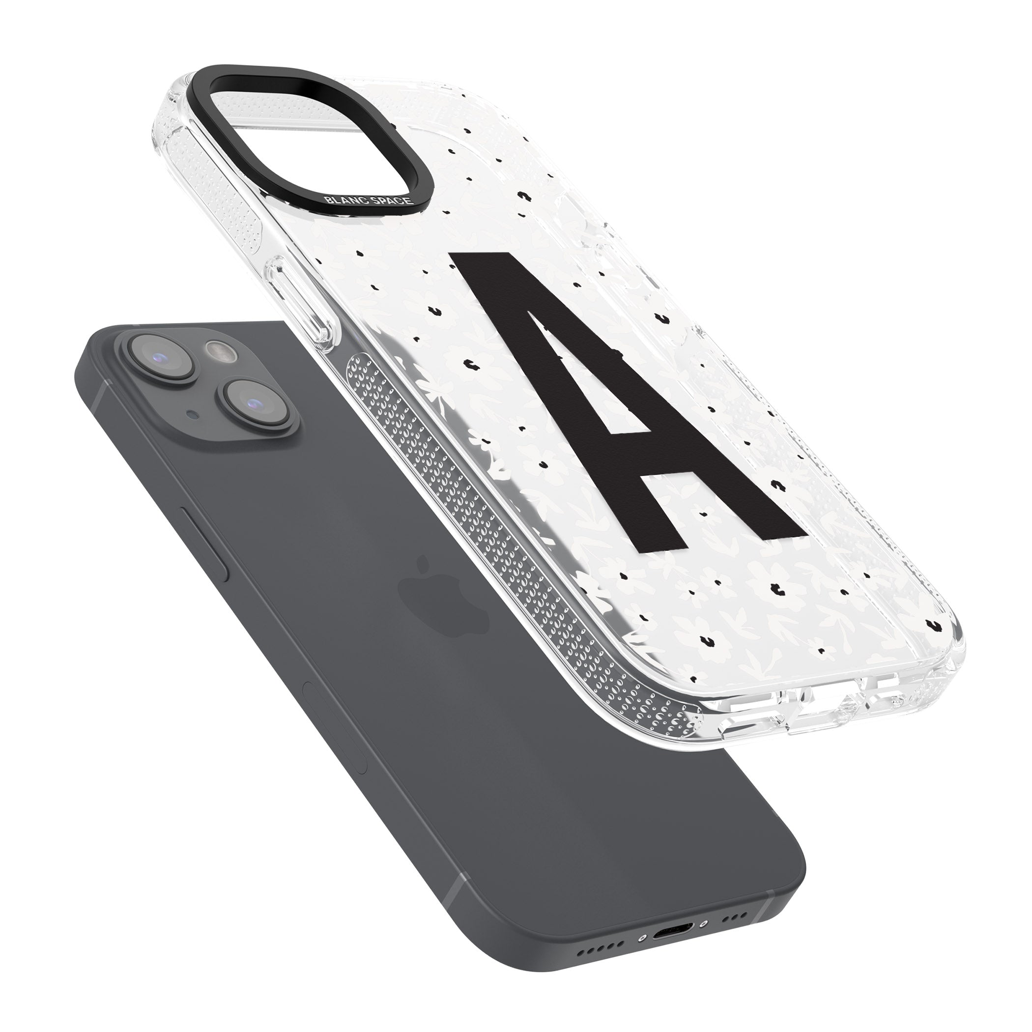 Personalised Floral Pattern Personalised iPhone 15 / 14 / 13 Clear Case Impact Air - Blanc Space