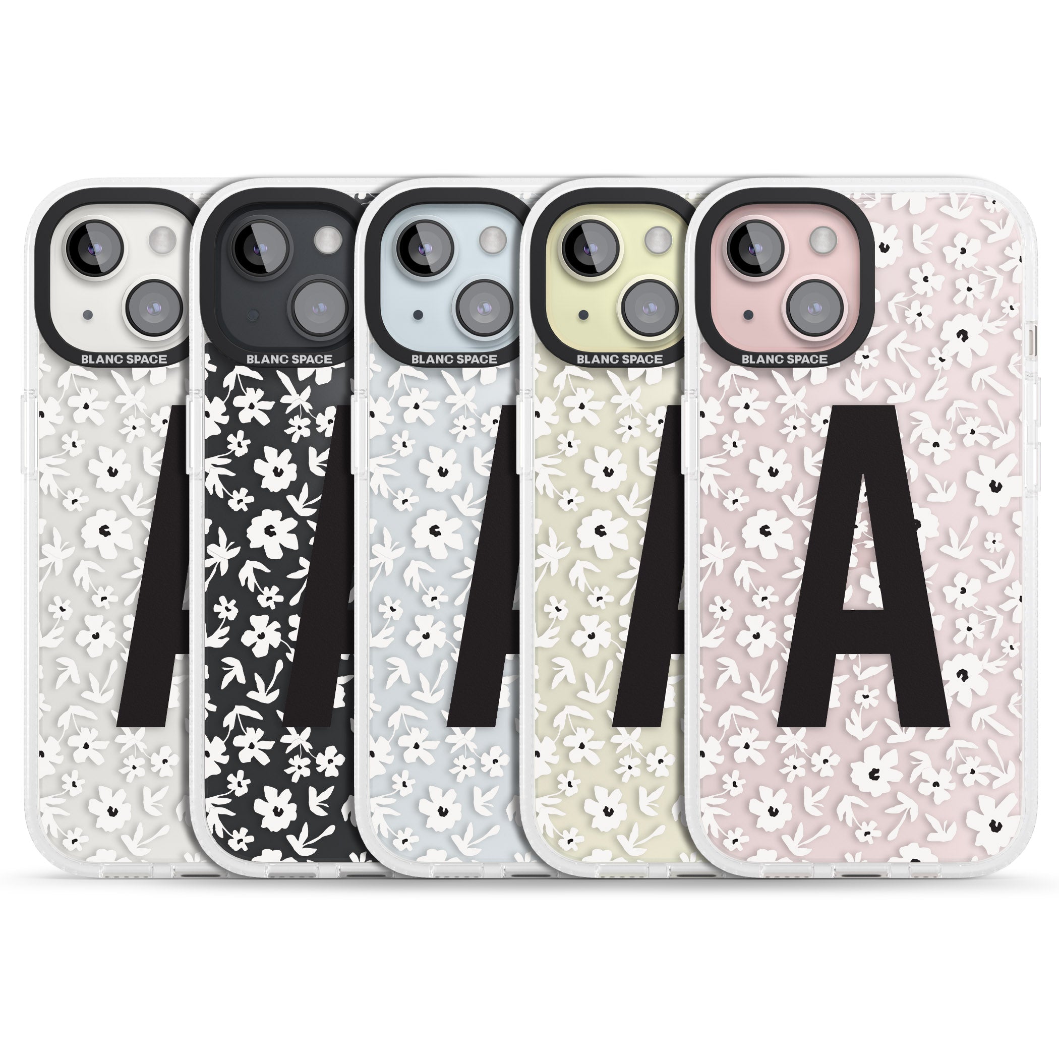 Personalised Floral Pattern Personalised iPhone 15 / 14 / 13 Clear Case Impact Air - Blanc Space