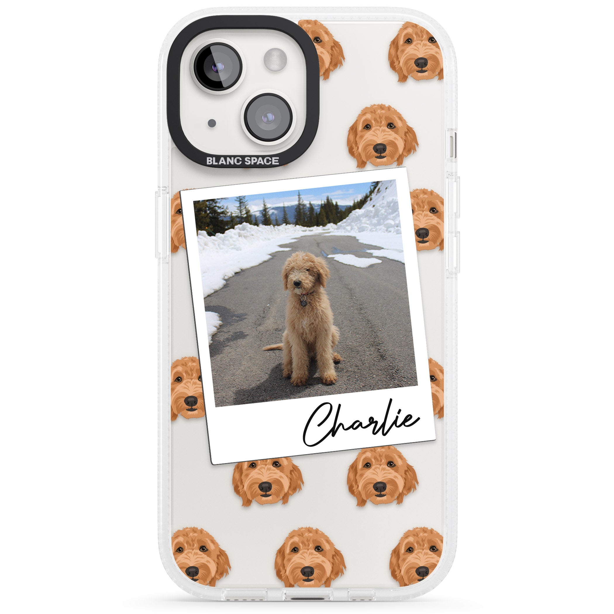 Personalised Personalised Golden Doodle - Dog Photo iPhone 15 / 14 / 13 Clear Case Impact Air - Blanc Space
