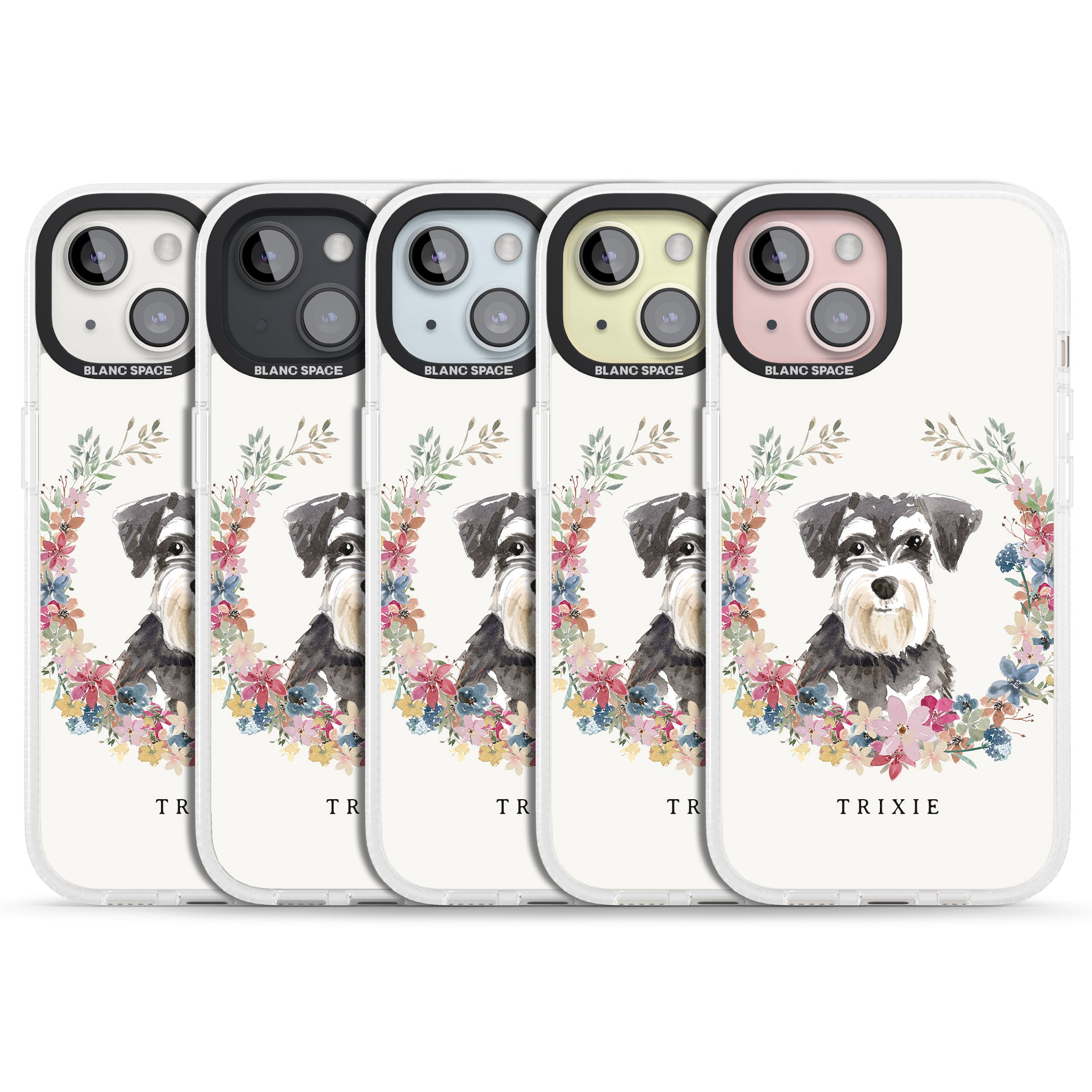 Personalised Miniature Schnauzer - Watercolour Dog Portrait iPhone 15 / 14 / 13 Clear Case Impact Air - Blanc Space