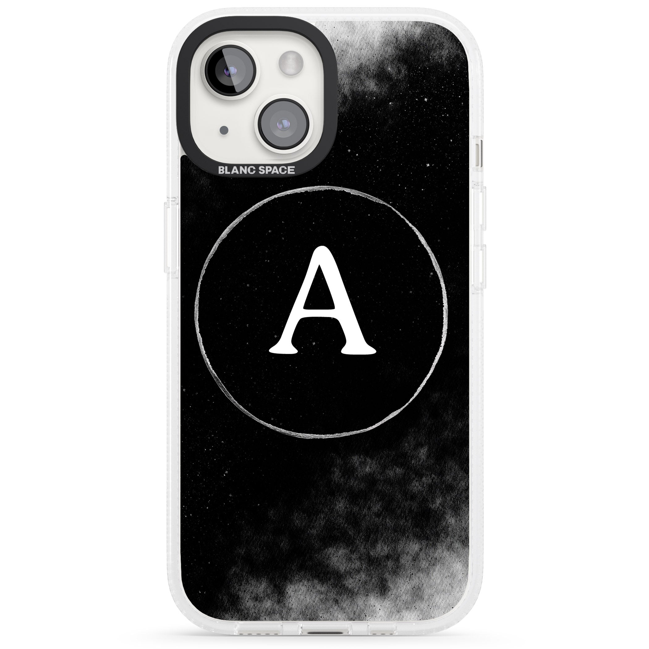 Personalised Eclipse Monogram iPhone 15 / 14 / 13 Clear Case Impact Air - Blanc Space