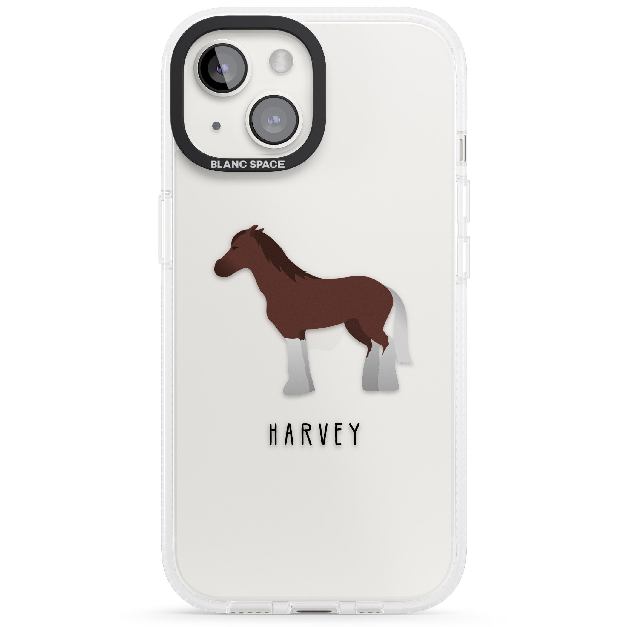 Personalised Brown Horse iPhone 15 / 14 / 13 Clear Case Impact Air - Blanc Space