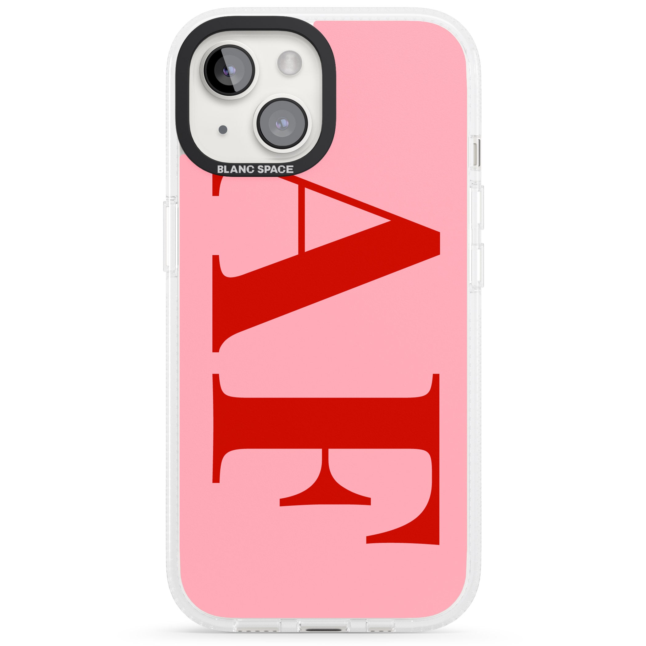 Personalised Red & Pink Letters iPhone 15 / 14 / 13 Clear Case Impact Air - Blanc Space