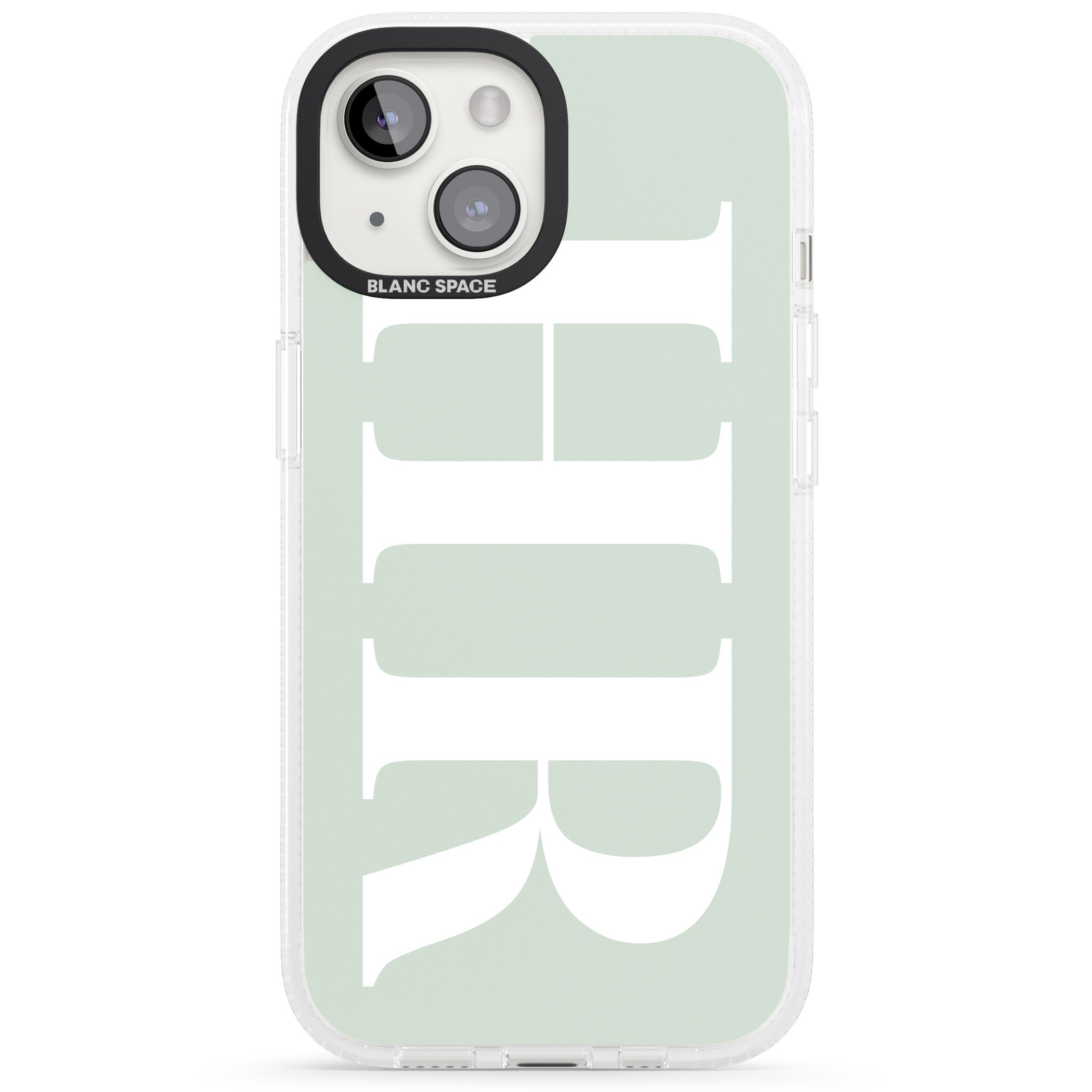 Personalised White & Seafoam Green Personalised iPhone 15 / 14 / 13 Clear Case Impact Air - Blanc Space