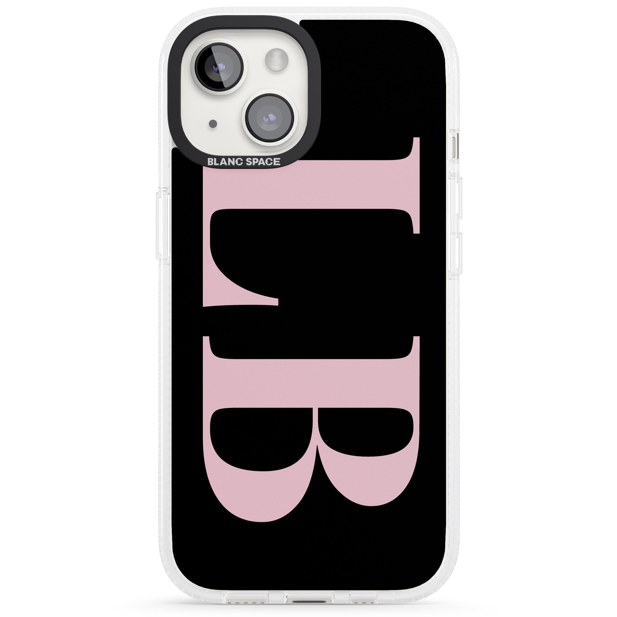 Personalised Pink & Black Letters iPhone 15 / 14 / 13 Clear Case Impact Air - Blanc Space