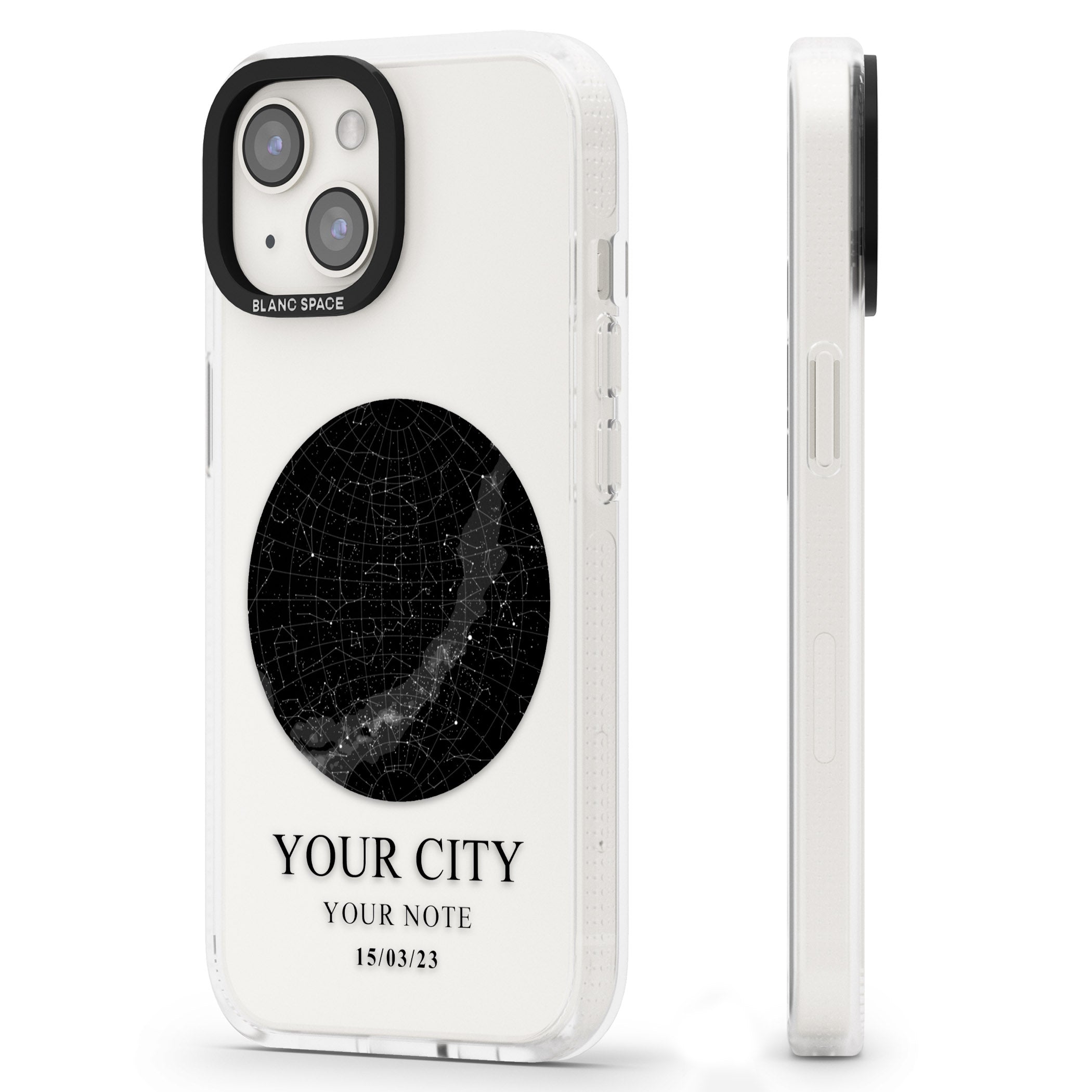 Personalised Star Map iPhone 15 / 14 / 13 Clear Case Impact Air - Blanc Space