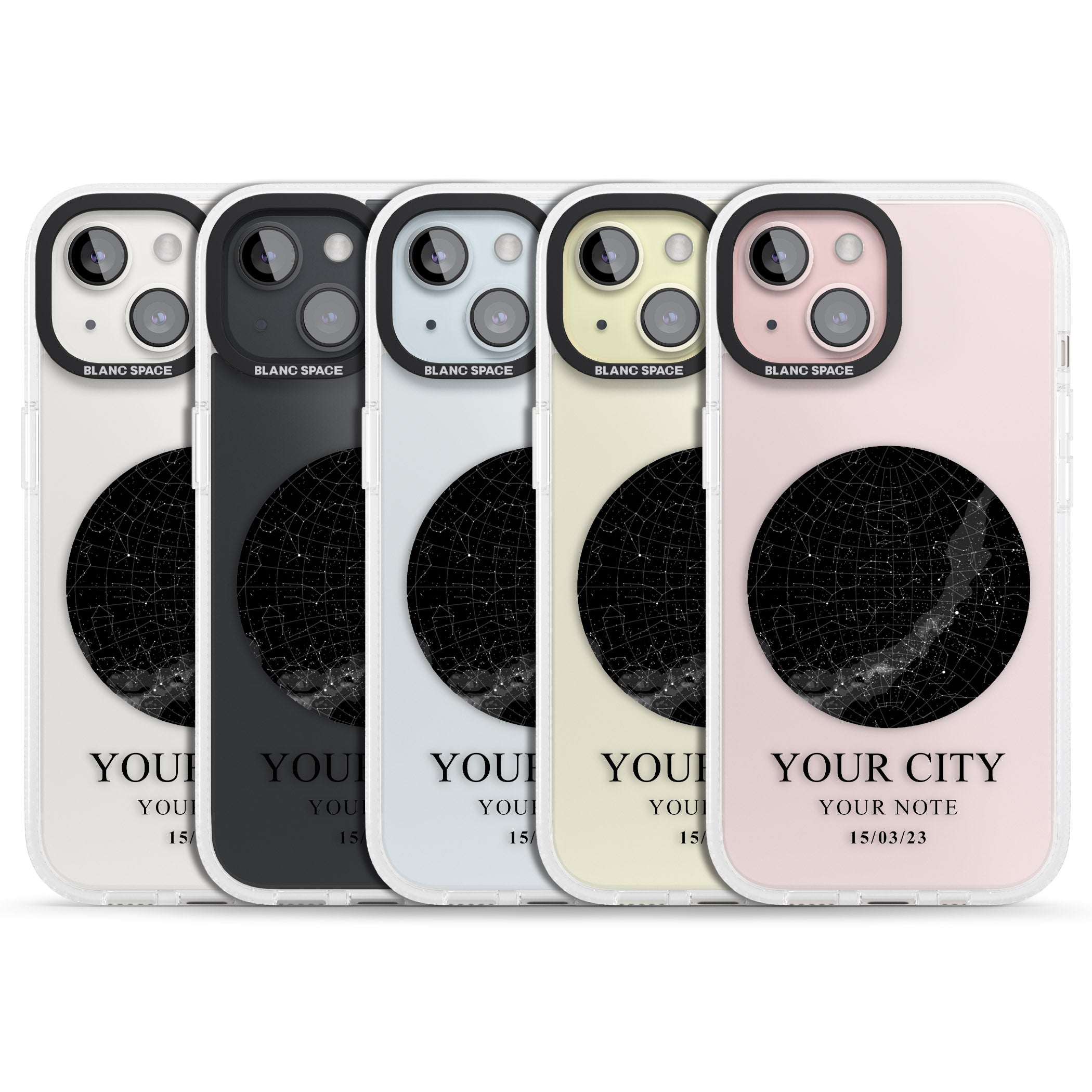 Personalised Star Map iPhone 15 / 14 / 13 Clear Case Impact Air - Blanc Space